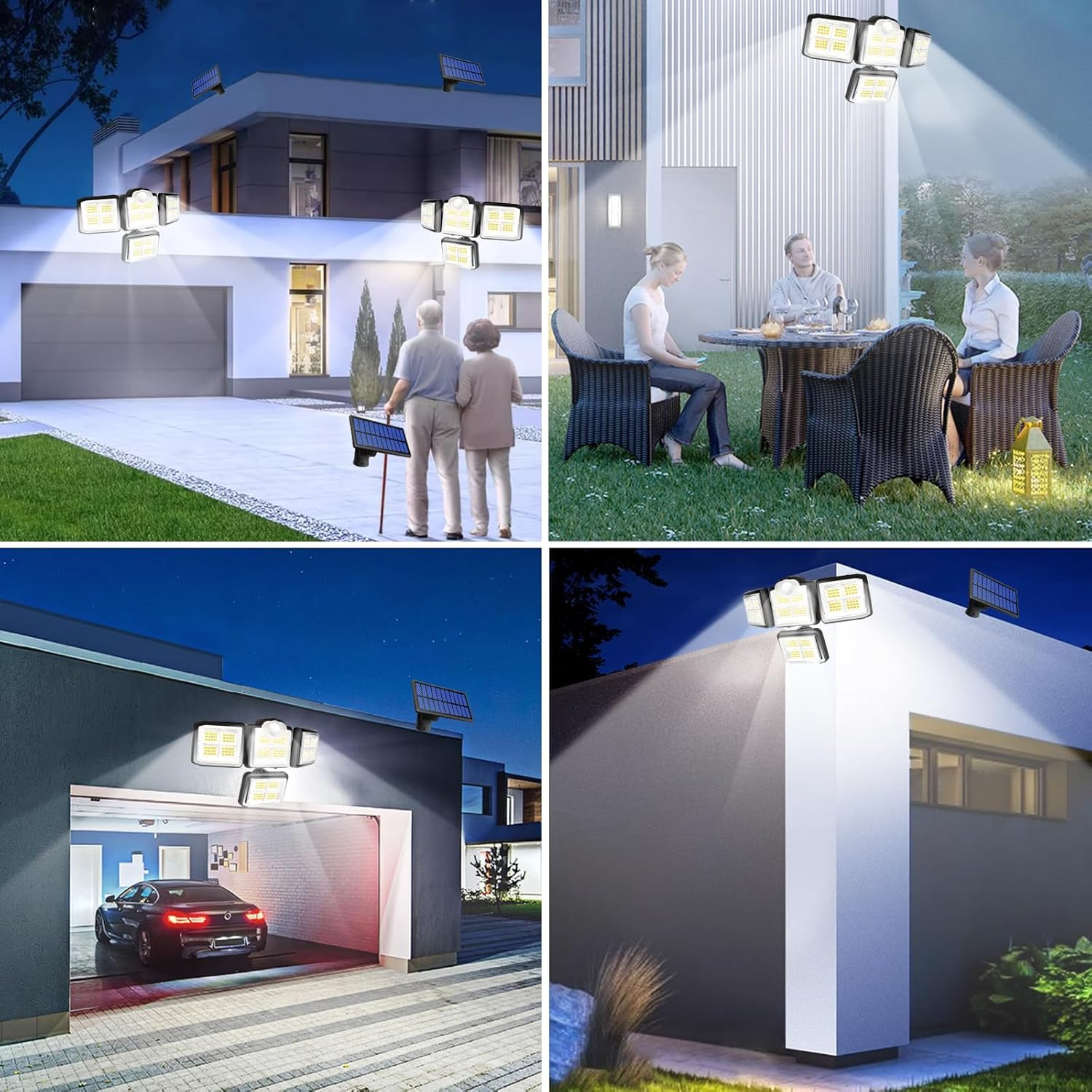 Outdoor Solar Motion Sensor Lights - 2Pcs 288 LED Solar Flood Light 3500LM 7000K with 5M Cord for outside Security Lighting - IP65 Waterproof and Remote Control for Yard, Garage, Garden (2-Pack) image number 6