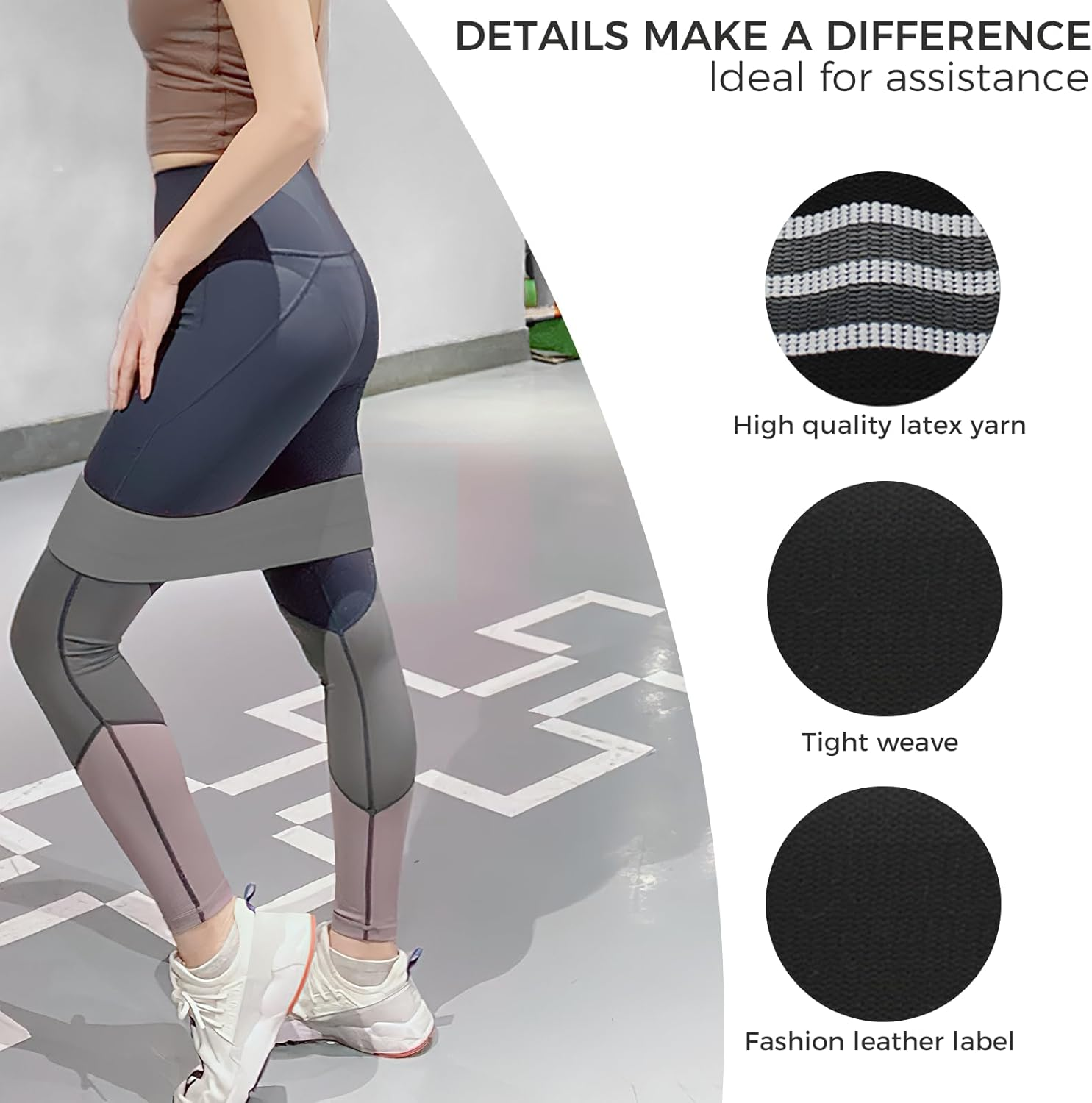 3PCS Non-Slip Resistance Bands Set - Fabric Booty Bands for Exercise & Fitness - Durable Hip and Squat Bands with Varying Resistance Levels for Strength Training image number 2