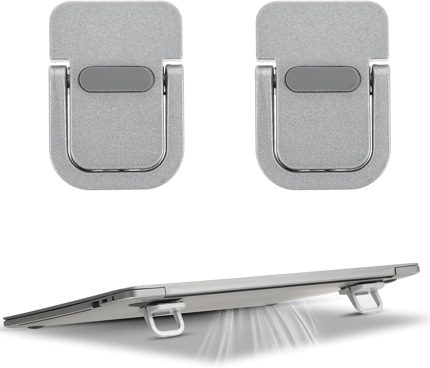 2PCS Keyboard Stands, Self-Adhesive Mini Laptop Stand, Portable Laptop Stand, Invisible Computer Keyboard Stand for Desk, Laptop Stand for Macbook, Dell, HP and Other 10-18 Inches Laptop, Silver image number 5