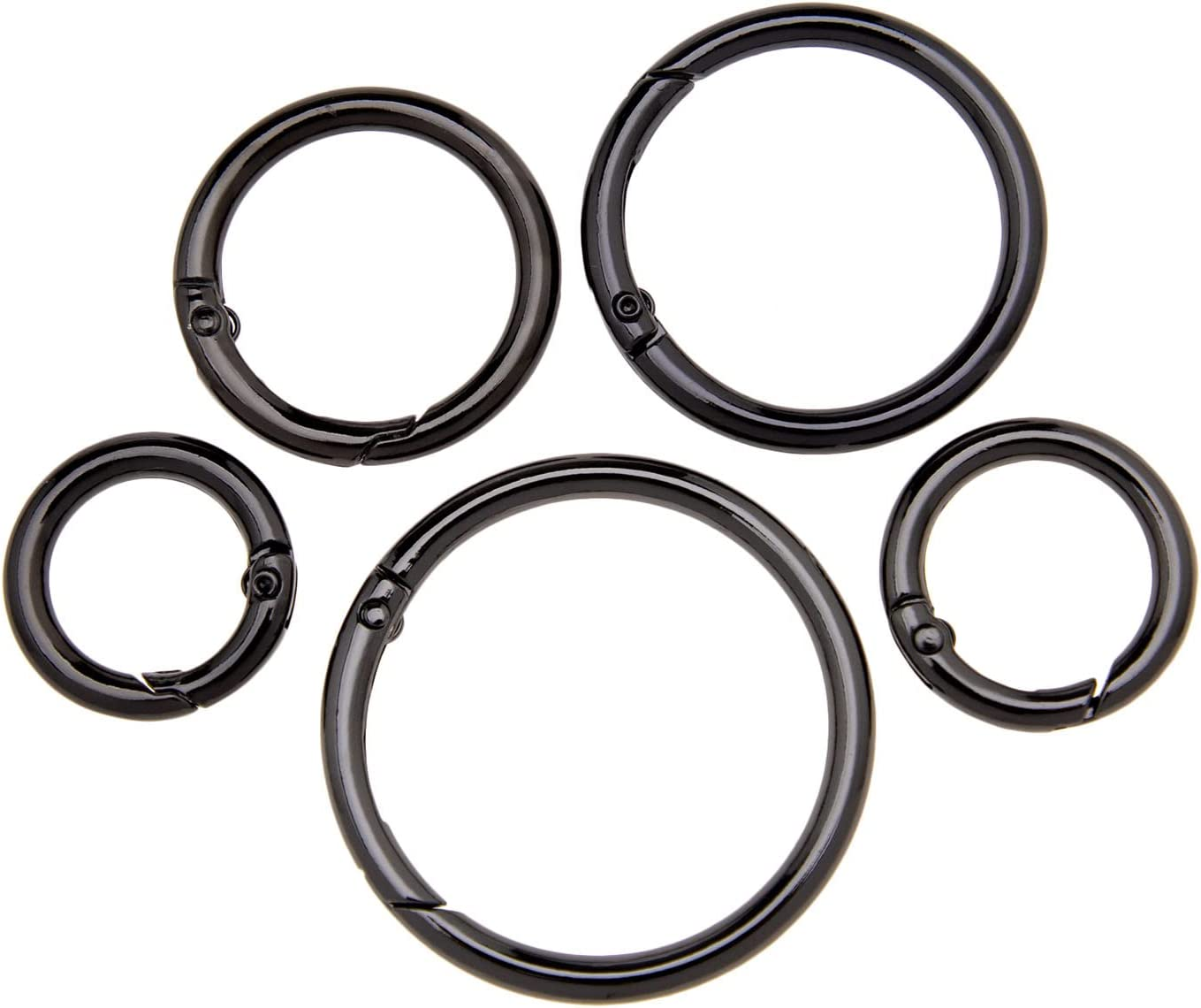 Emsea 15Pcs Spring O Ring Alloy round Carabiner Snap Clip Hook Trigger Spring Keyring Buckle 5 Styles for Bags Purses Keychain Backpack Handbag Black image number 6