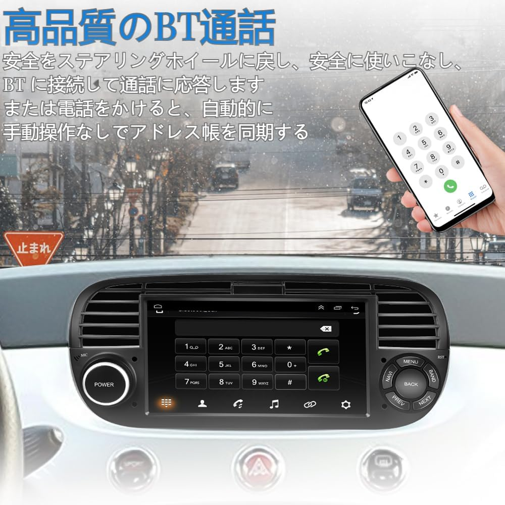 Android 9 Bluetooth Car Stereo Compatible for Fiat 500 (2007-2015) Wireless Carplay Android Auto 7" Touch Screen RDS Car Radio with Sat Navi/Wifi/Fm/Usb/Rear View Camera/Mirror Link for Android/Ios image number 1