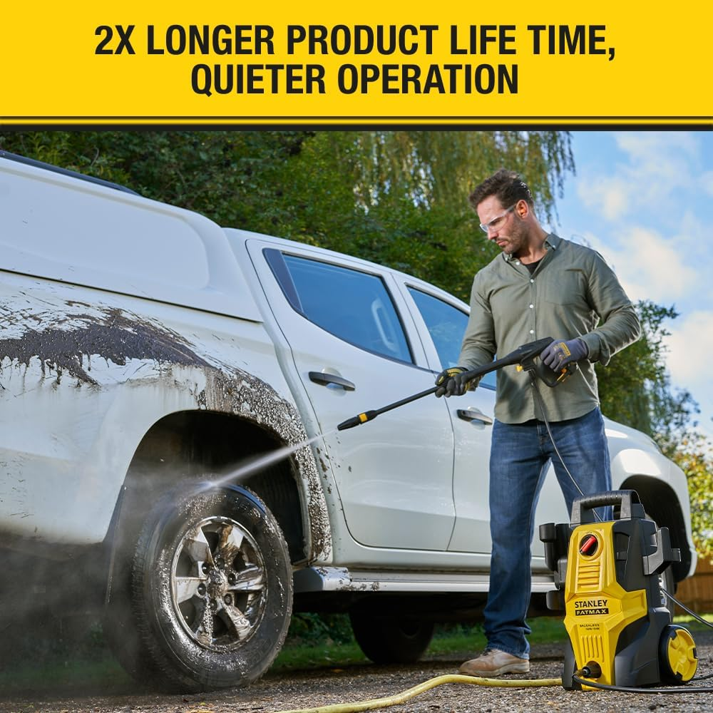 STANLEY FATMAX | 1200W Pressure Washer - 120 BAR Pressure, Portable & Compact, Powerful High-Performance Brushless Motor Has a Max. Pressure Rating of 1,740Psi/120Bar with a Max. Flow Rate of 318LPH image number 6