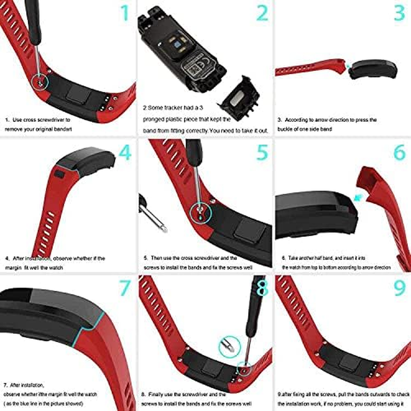 Band for Garmin Vivosmart Hr,Soft Silicone Watch Replacement Adjustable Sport Strap Band with Free Pin Removal Tools for Garmin Vivosmart Hr(No Tracker, Replacement Bands Only) image number 4