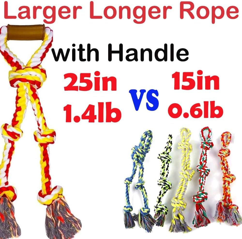 Extra Large Dog Rope Toys for Aggressive Chewers Tug of War Rope Interactive Heavy Duty Outdoor Medium Large Breed XL Dog Chew Rope Durable 3 Way Dog Rope Tough Pull Rope with Handle - Greenyellow image number 3