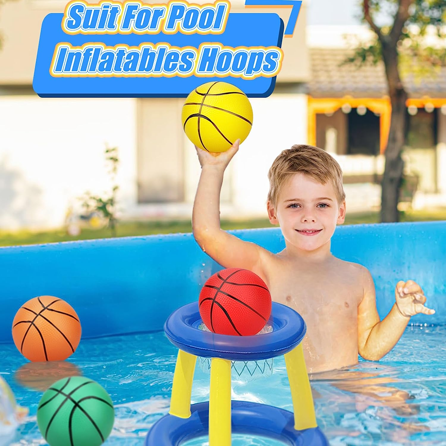 5 Inch PVC Mini Basketball for Indoor Hoops, Soft 5" Rubber Small Replacement Ball for over Door Hoop Sets, Little Balls for Adults & Kids image number 1