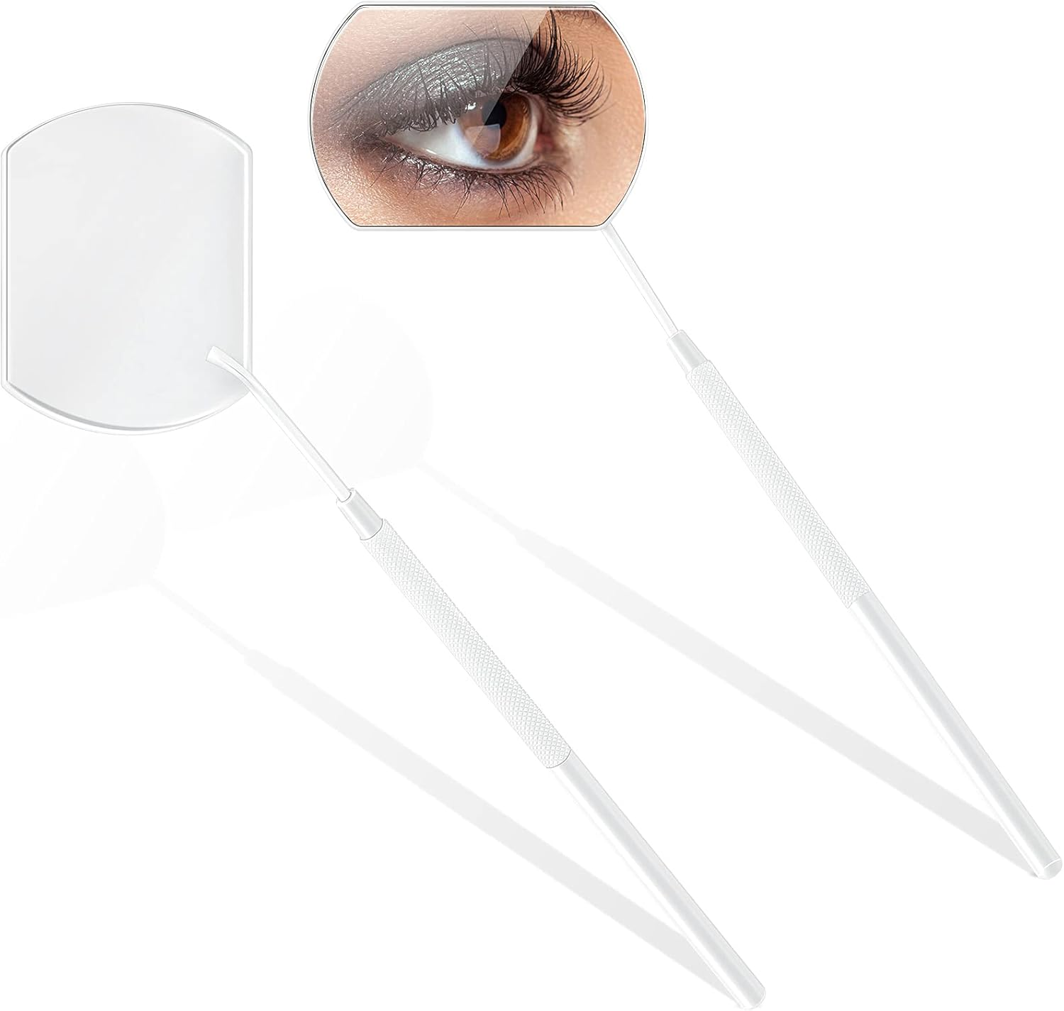 2 Pieces Lash Mirror for Eyelash Extensions Large Square Stainless Steel Eyelash Mirror Lash Tools(White) image number 5