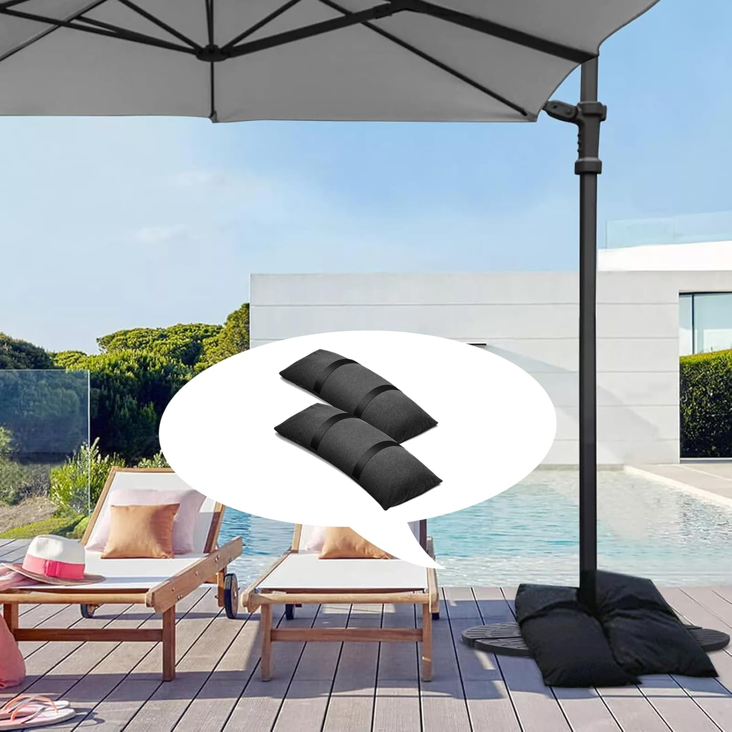 Umbrella Base Weights Outdoor Weight Sand Bags,2 Sandbag Weights for 49 Lb Fillable Sandbags for Umbrella Base,Weatherproof Patio Furniture Weights,Trampoline,Umbrella Stand for Outdoor Garden 2PCS image number 6