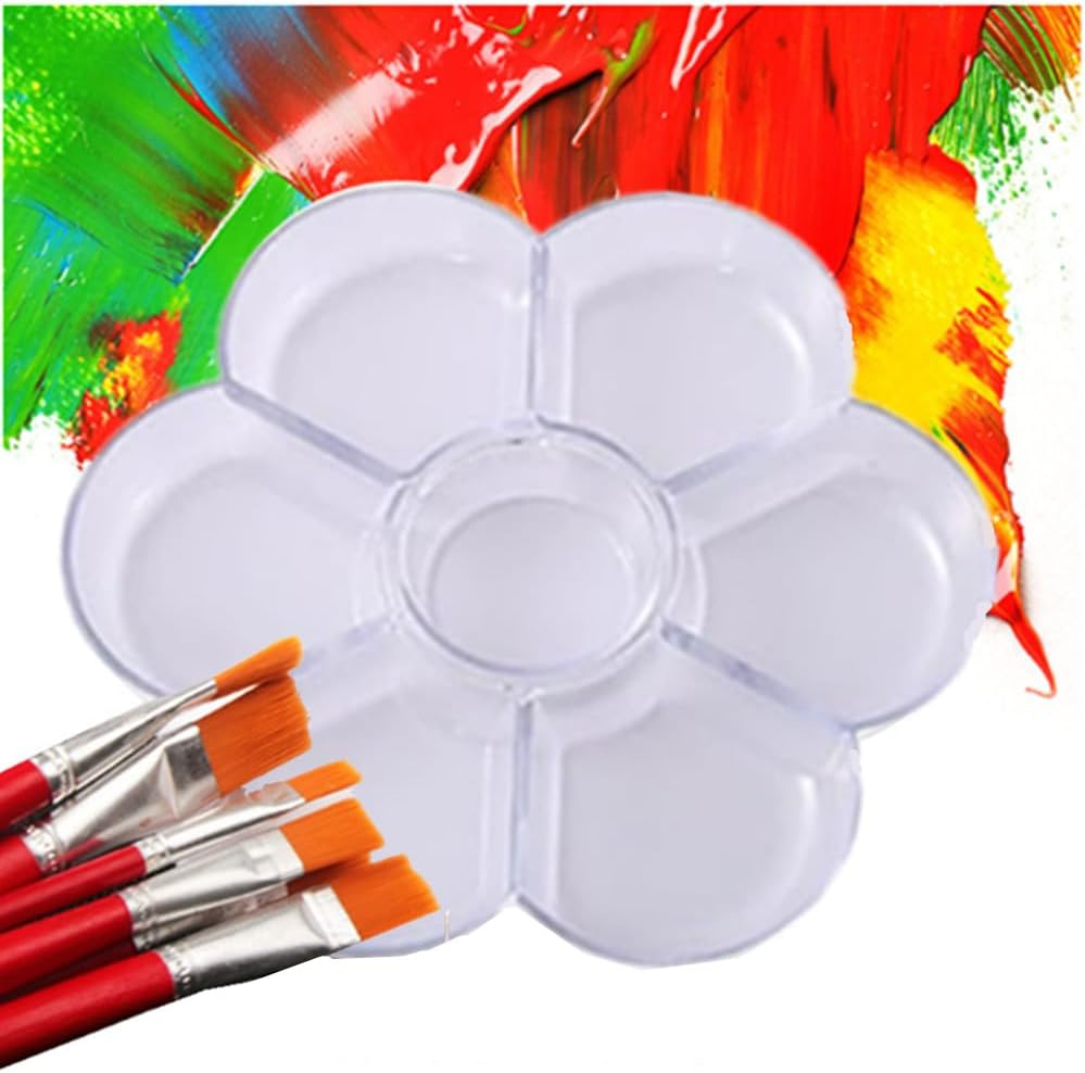 3 Pack Clear Paint Tray Palettes, Art Paint Tray Palette, 7-Well Watercolour Palette, Flower Paint Pallets, Large Painting Palette for Acrylic Oil Watercolor Craft DIY Art Painting Palettes image number 2