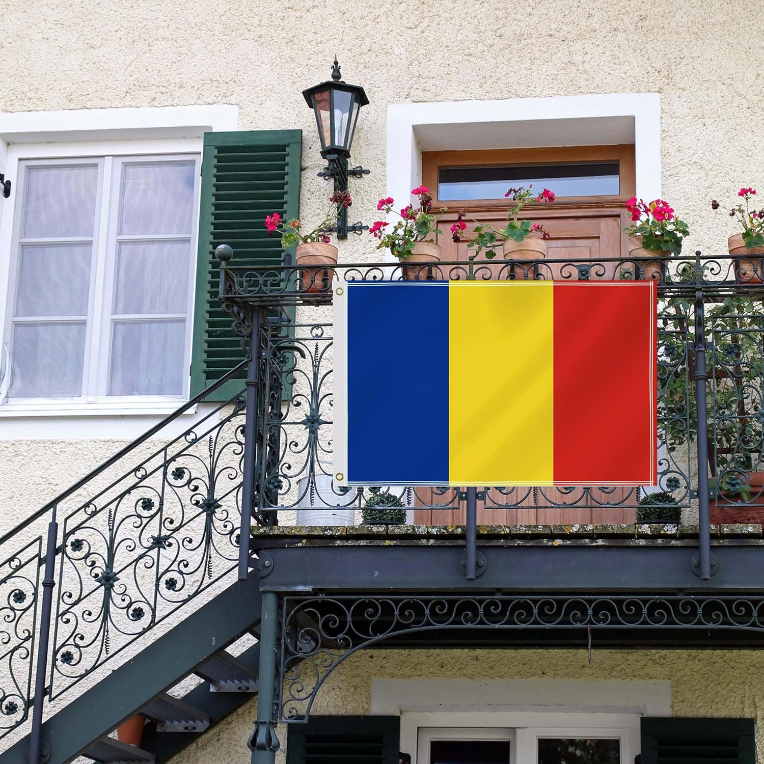 2&times;3 FT Romania Flag,60&times;90 Medium Size Romanians National Decor,Double Side Digital Printed 150D Polyester Banner with Canvas Header Brass Grommet image number 1