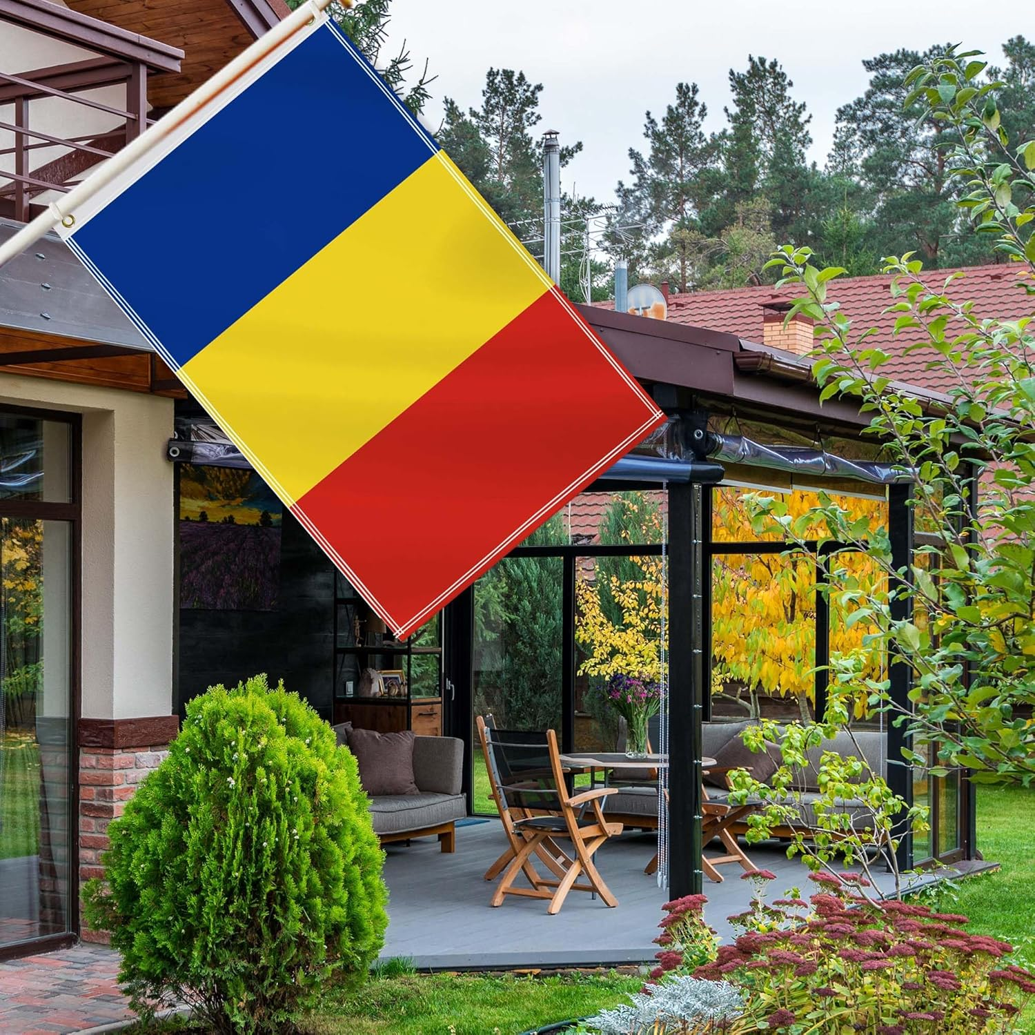 2&times;3 FT Romania Flag,60&times;90 Medium Size Romanians National Decor,Double Side Digital Printed 150D Polyester Banner with Canvas Header Brass Grommet
