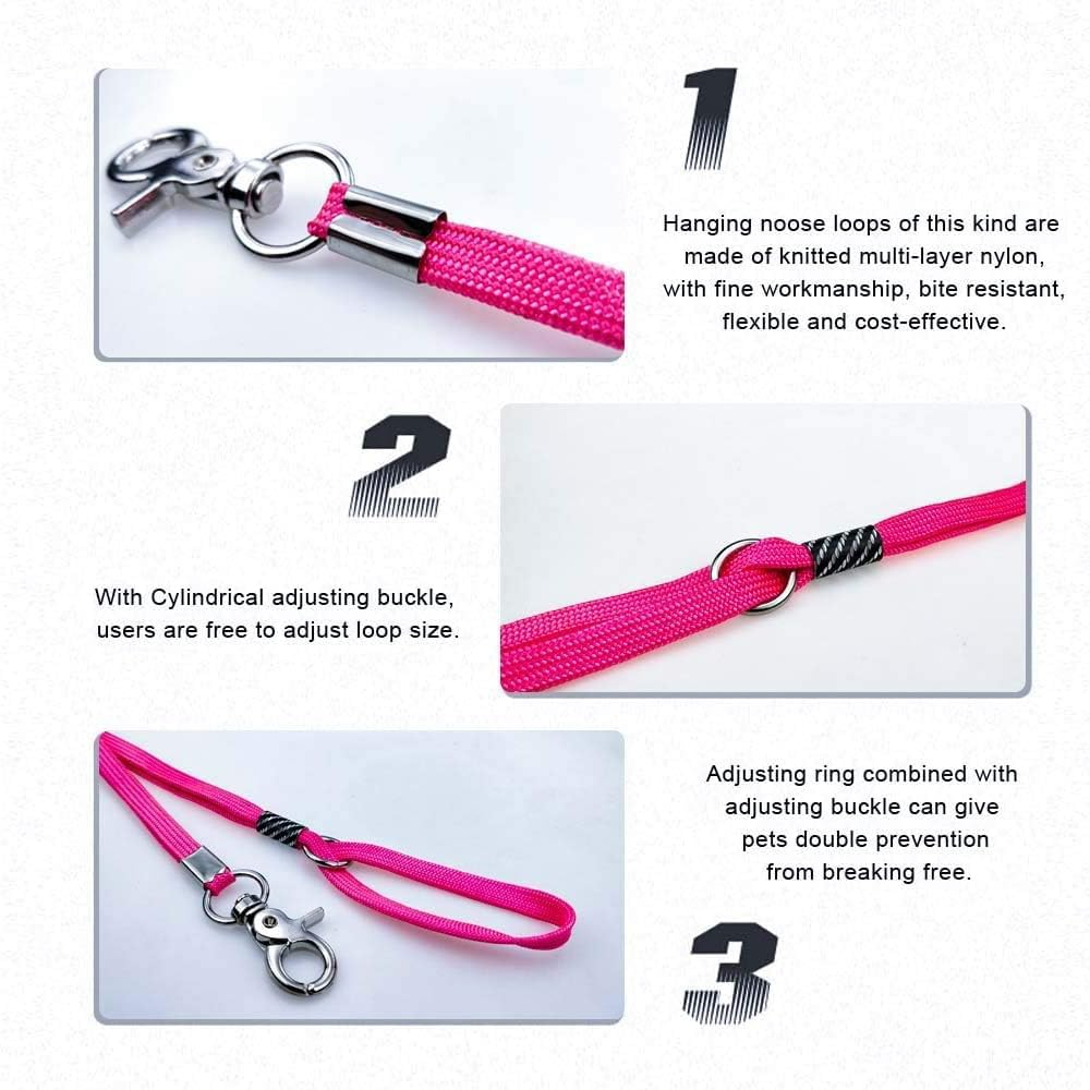 4 Pack Pet Grooming Loop &ndash; Adjustable Nylon Noose for Dogs & Cats &ndash; Durable, Waterproof Safety Tether Straps for Grooming Tables image number 2