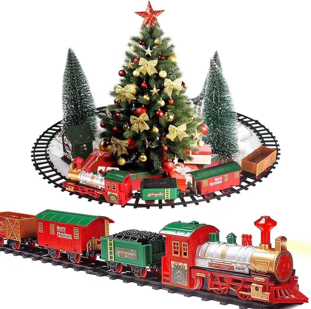 Classic Christmas Train Set with Lights and Sounds Railway Tracks Sets Battery Operated Train Toy Models with 11.5 Ft Tracks Playset for under the Tree Electronic Toys for Kids image number 4