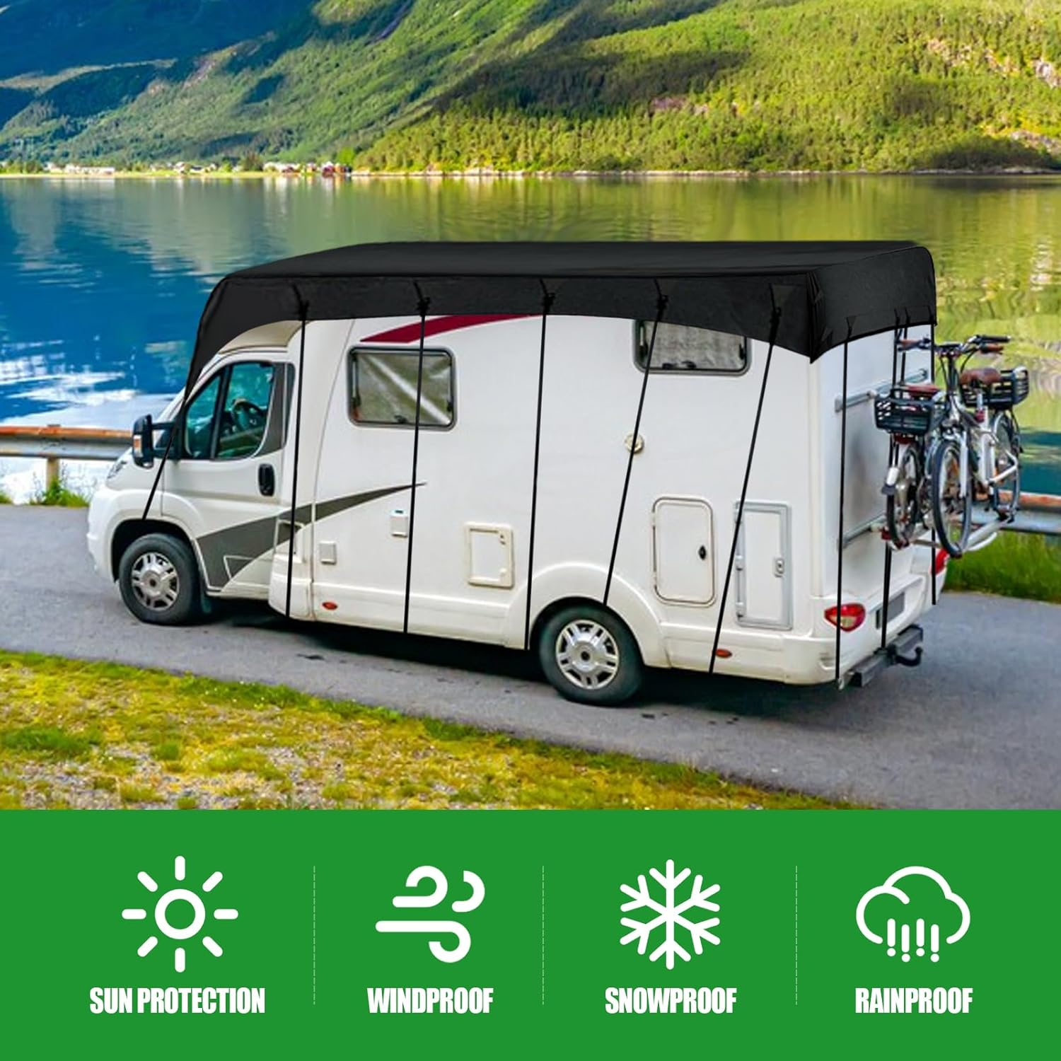 Waterproof Caravan Cover, 210D Oxford Cloth Motorhome Top Cover, Caravan Protective Roof Cover, Waterproof Motorhome Roof Cover, Roof Protection Tarpaulin Cover Tarpaulin (7.5 X 3 M) image number 6