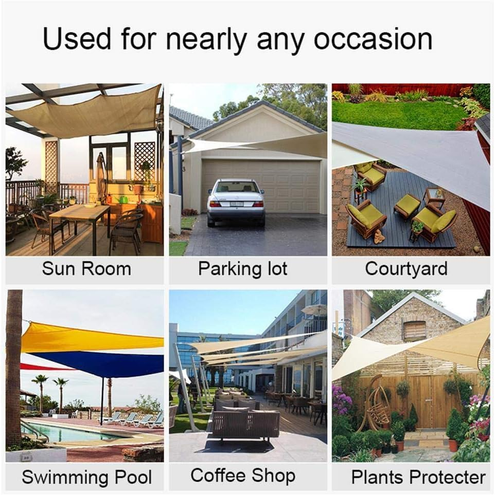 Sun Shade Sail, Outdoor Rectangle Sun Sail Shade with 4 Ropes, Pergola Canopy, 95% UV Block, for Patio, Garden, Backyard, Lawn and Swimming Pool (Beige, 6.5' X 13') image number 3