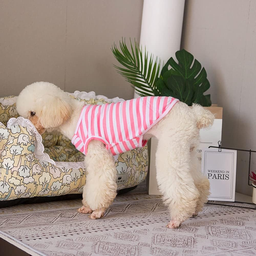 Slowton Dog Shirts Cotton Striped T-Shirts, Breathable Basic Vest Dog Clothes Sweatshirt for Small to Medium Dogs, Fashion & Cute Color for Boys and Girls image number 6