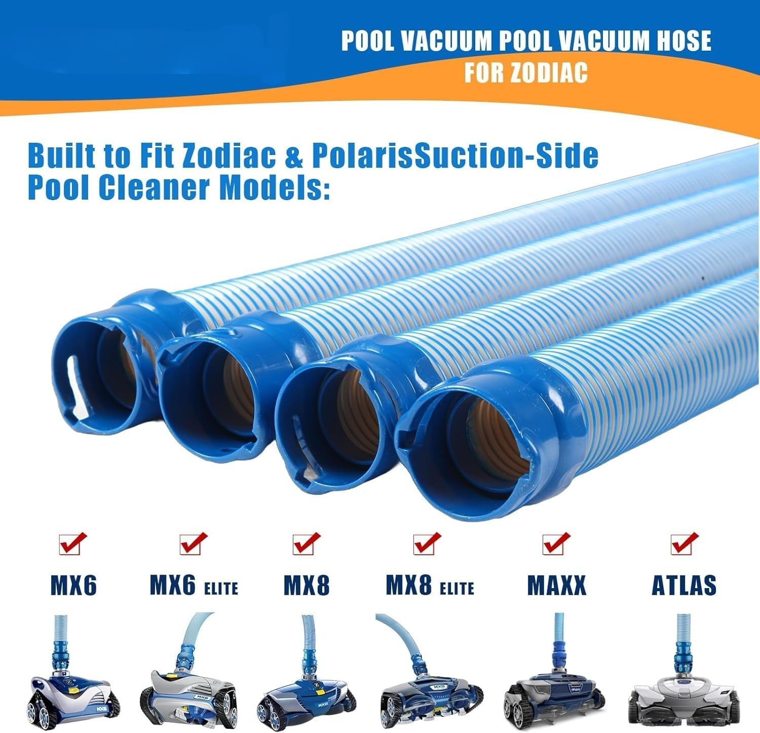 Pool Cleaner Vacuum Hoses, Fast Twist Lock Hose Replacement Kit Compatible with Zodiac Baracuda MX6,MX8,X7,T3,T5 Swimming Pool Cleaner Hose, Set of 4 Pack image number 4