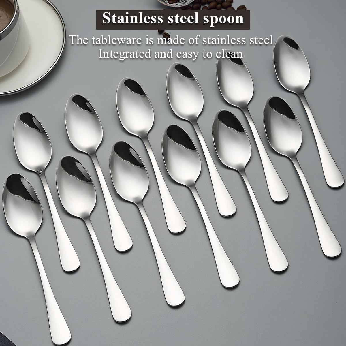 Evanda 12-Piece Modern Stainless Steel Dinner Spoons, 18.5Cm, Dishwasher Safe image number 3