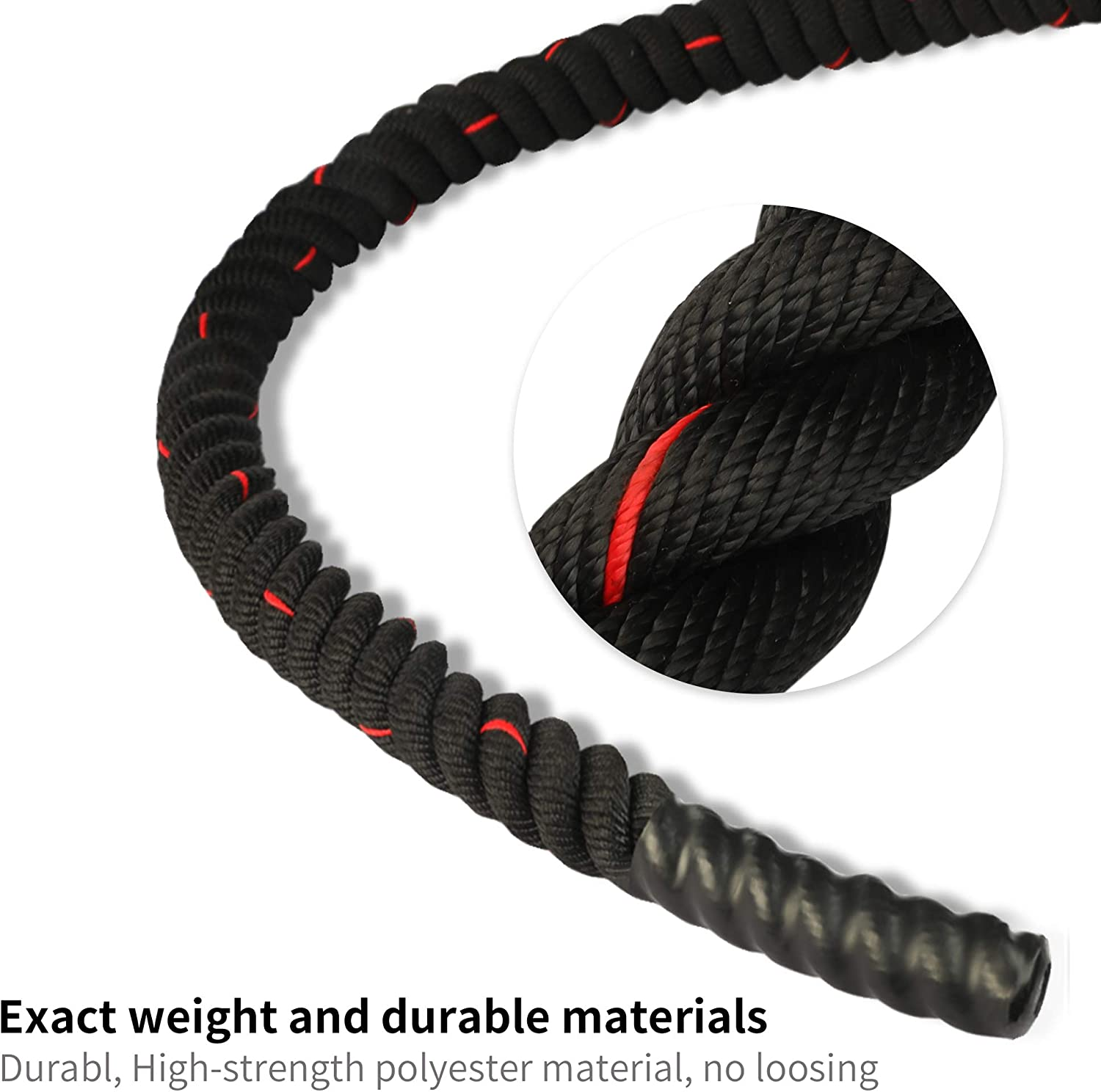 PROIRON 9M /12M Battle Ropes, Battling Rope for Fitness Training Gym, Heavy Exercise Ropes 38Mm, Undulation Rope for Strength Workout image number 4