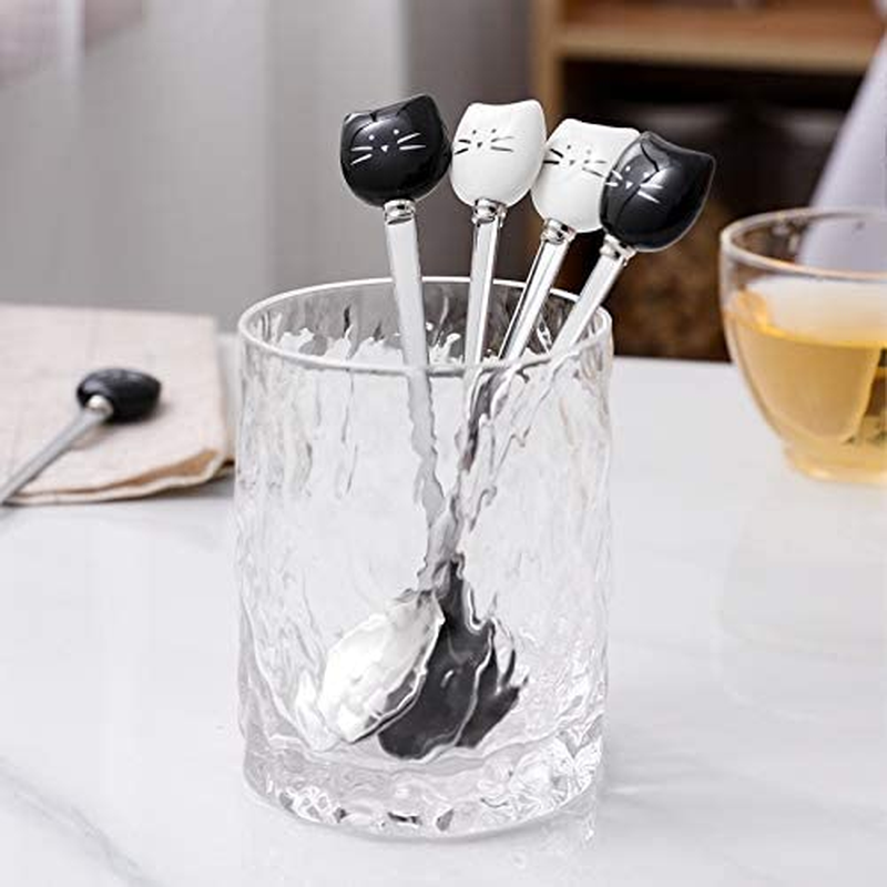 Cute Cat Spoon for Tea Coffee Ceramic Stainless Steel Spoons for Cat Lover Cat Food Spoon for Wet Food Cat Themed Gifts for Couples Wedding House Warming Gifts 2Pcs image number 6