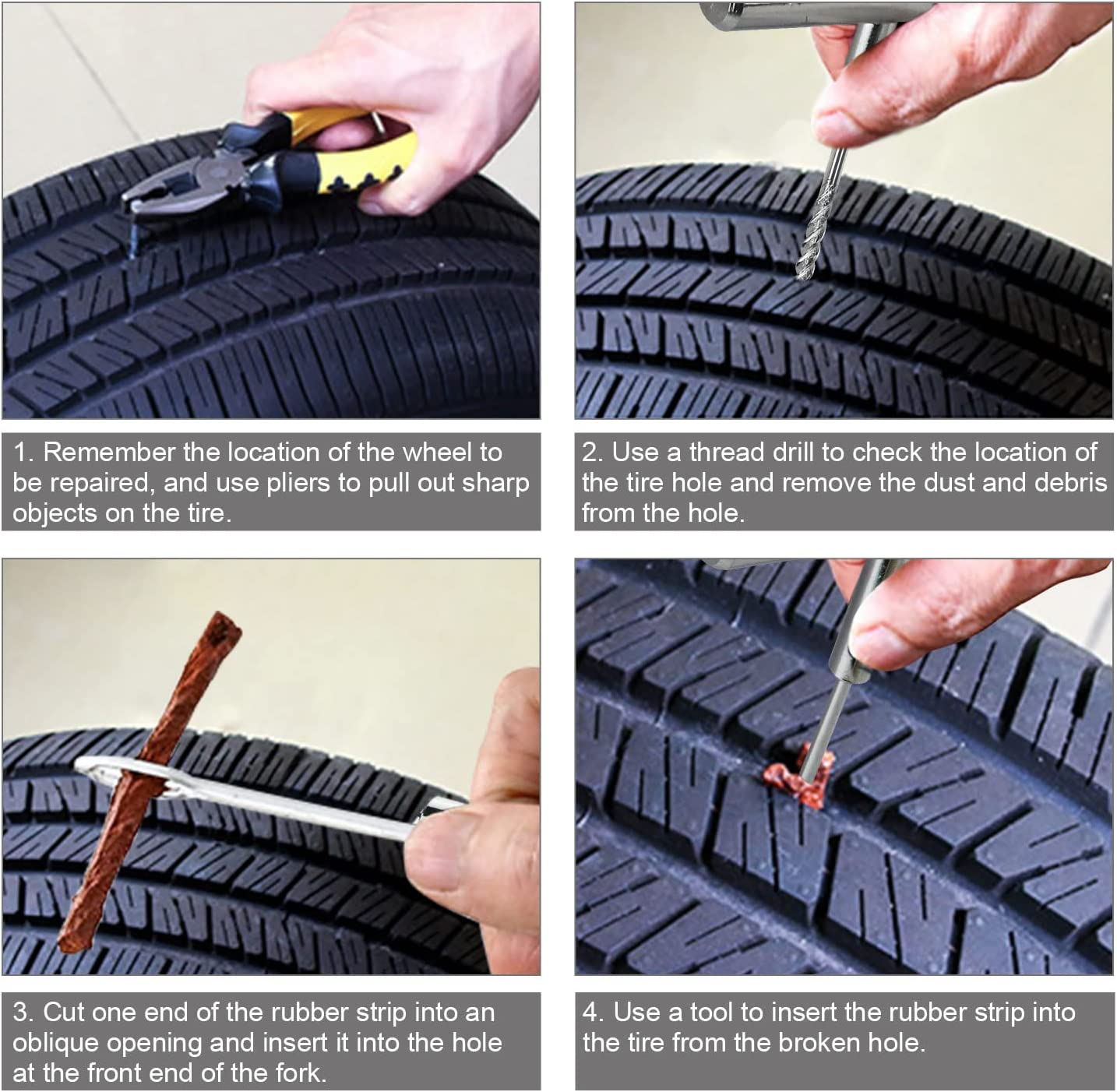 Tyre Repair Kit - 67 Pieces Heavy Duty Flat Tyre Repair Kit - Chrome Finish Tools - Suitable for Cars, Motorcycles, Trucks, Atvs, Tractors image number 6