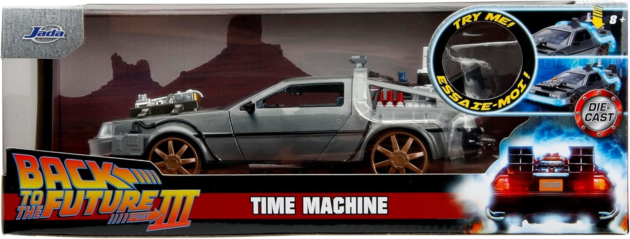 Back to the Future Part III 1:24 Time Machine Rail Wheels Die-Cast Car, Toys for Kids and Adults image number 3