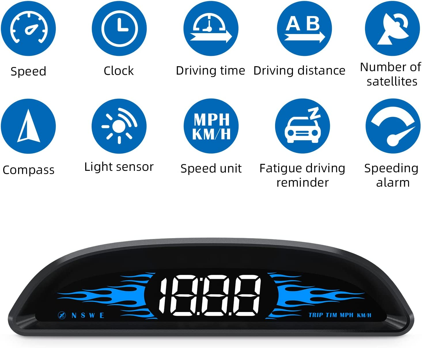 Car Hud Heads up Display G2，GPS Speedometer with Speed Warning,Fatigue Driving Reminder，For All Cars