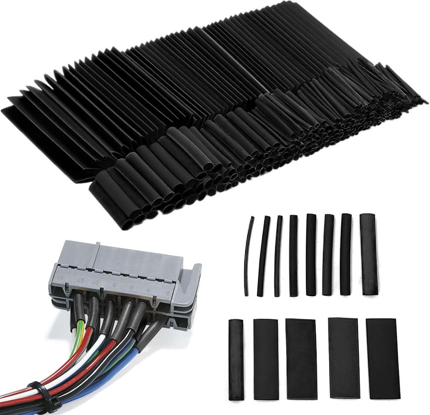 Heat Shrink Tubing, 328 Pcs Electric Insulation Tube Kit, Industrial Shrink Wrap Tube for Cable Wire Repair (Black) image number 5