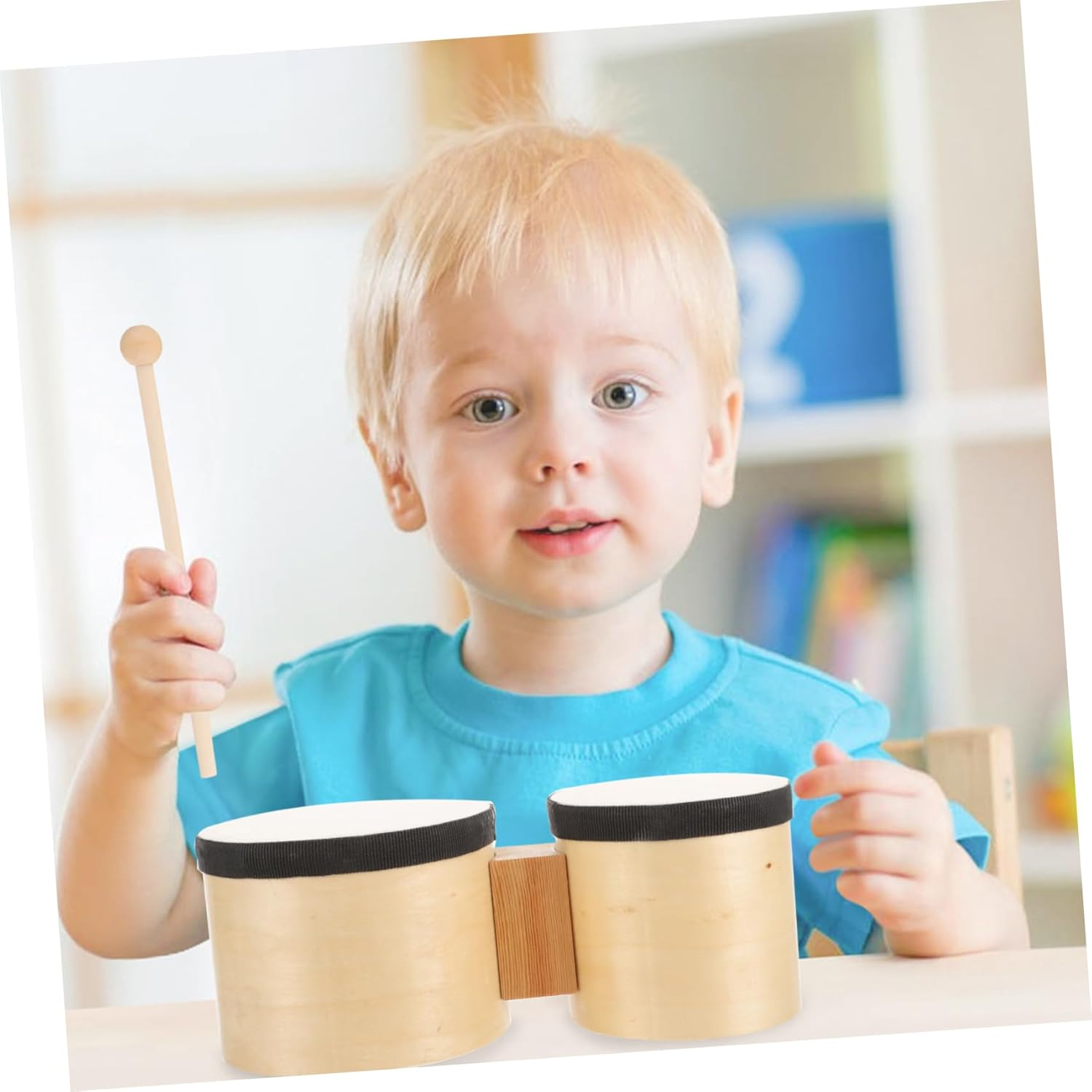 Generic Bongos Drum Set for Beginners 4-Inch and 5-Inch Handcrafted Percussion Instruments Music Toys for Adults Tuning Wrench image number 3