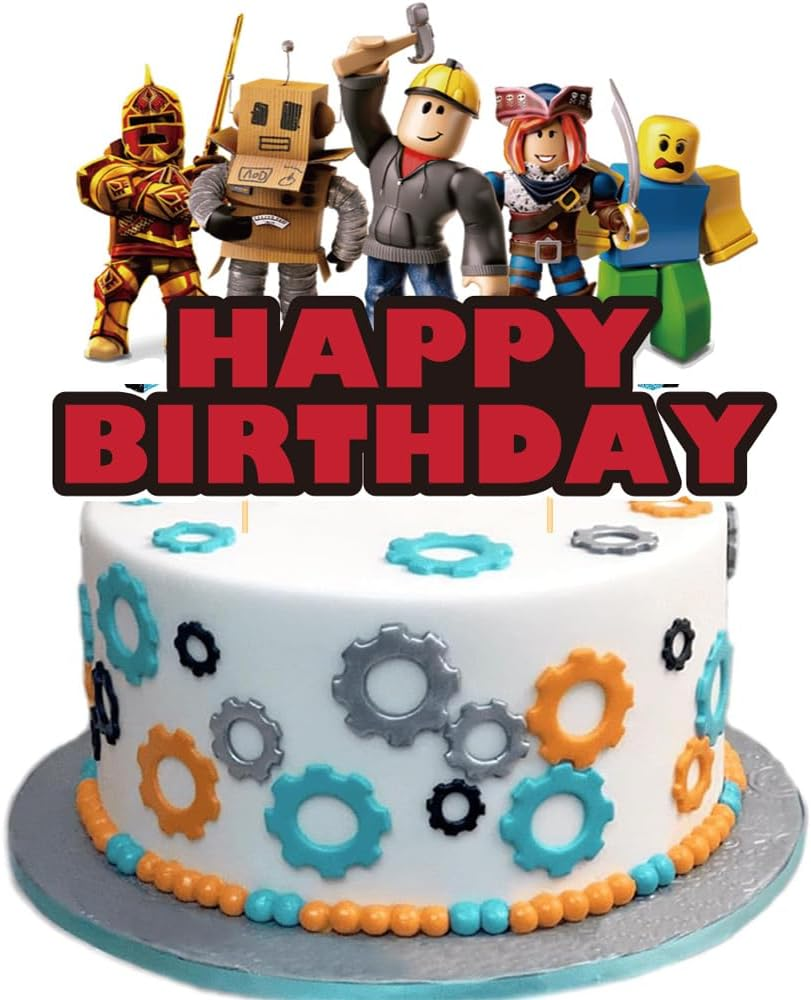 YGCHEN Cake Decoration for Roblox Cupcake Topper, Robot Birthday Cake Decoration, Video Game Cake Decoration, Happy Birthday Cake Topper, Children'S Birthday Cake Decoration, Pack of 26 image number 3