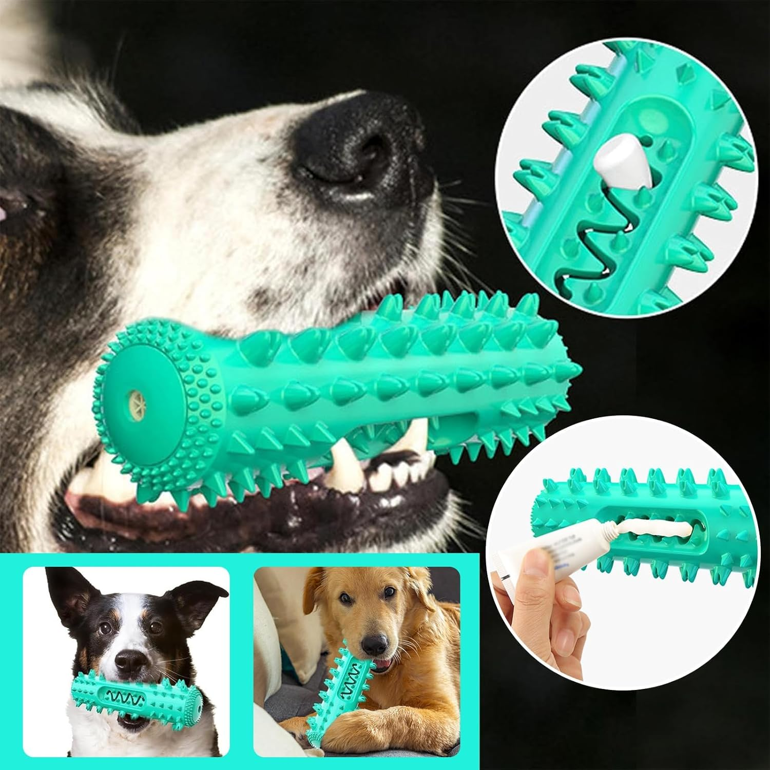 Dog Chew Toy, Squeaky Puppy Teething Chew Toys, Indestructible Bone for Aggressive Chewers, Durable Dog Toothbrush Toys, Natural Rubber Teething Chew Toys for Small Medium Large Breed Dogs (Yellow) image number 1