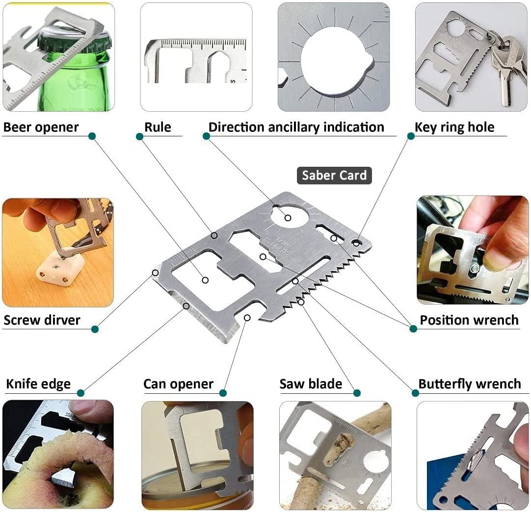 Survival Kit,13 in 1 Survival Gear and Equipment, First Aid Kit with Survival Emergency Knife Blanket Flashlight Compass Multispork Whistle Screwdriver for Camping Adventures image number 2