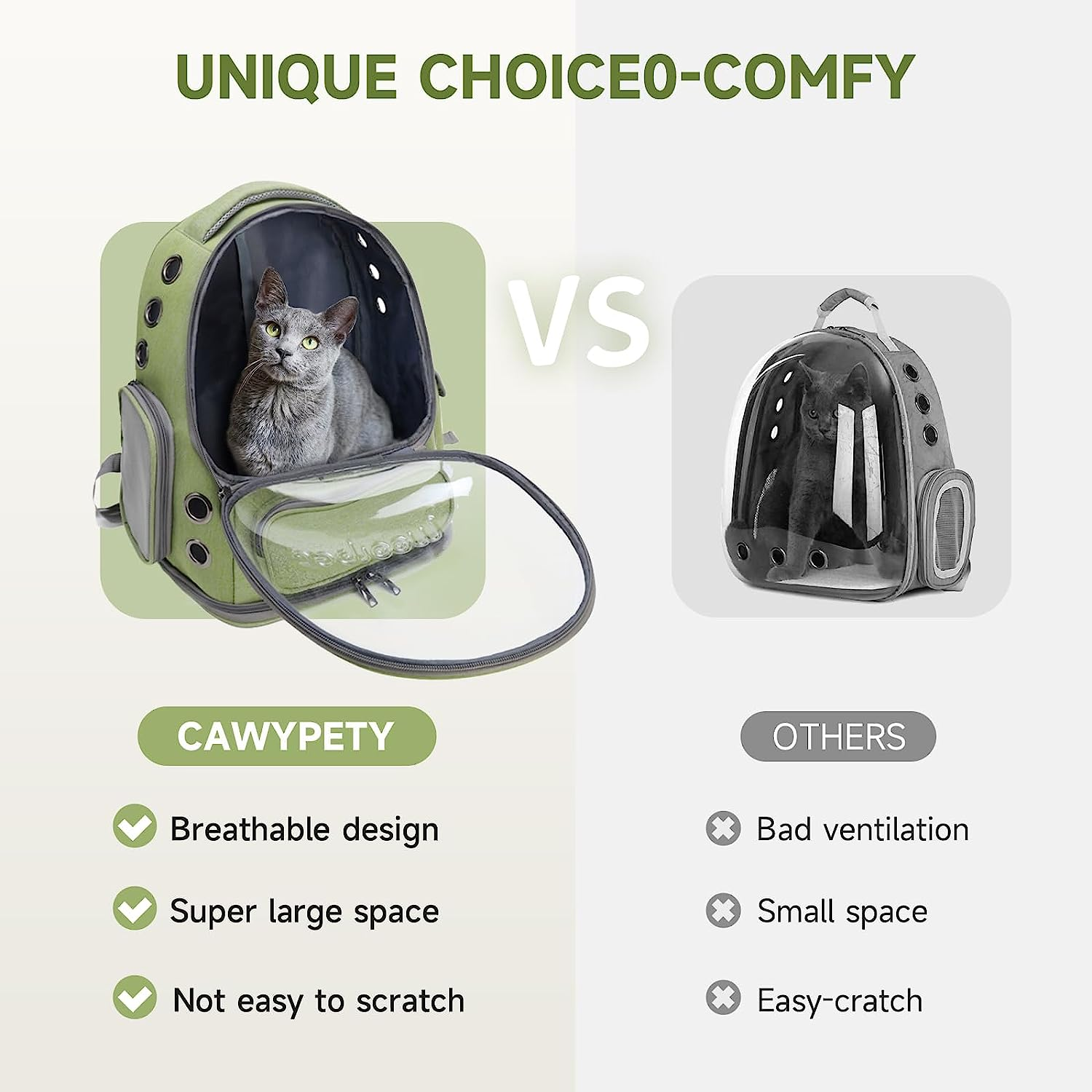 Cat Backpack Carrier, Breathable Cat Carrier Foldable Bubble Backpack for Kitty to Medium Cat Small Dog up to 15Lbs Travel Hiking Transparent Pet Carrier image number 4