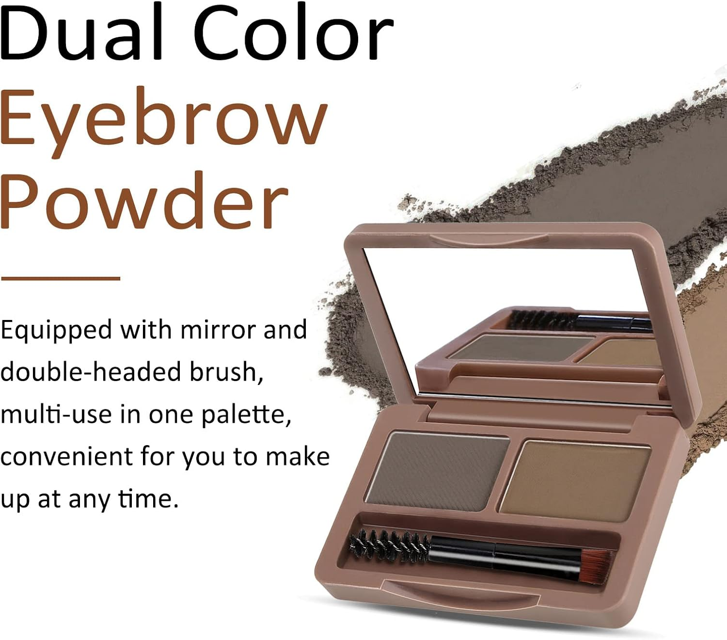 Boobeen Eyebrow Powder, 2-Color Eyebrow Palette Makeup to Enhance & Define Brows, Eyebrow Color Powder with Mirror for Neutral Eye Makeup image number 2