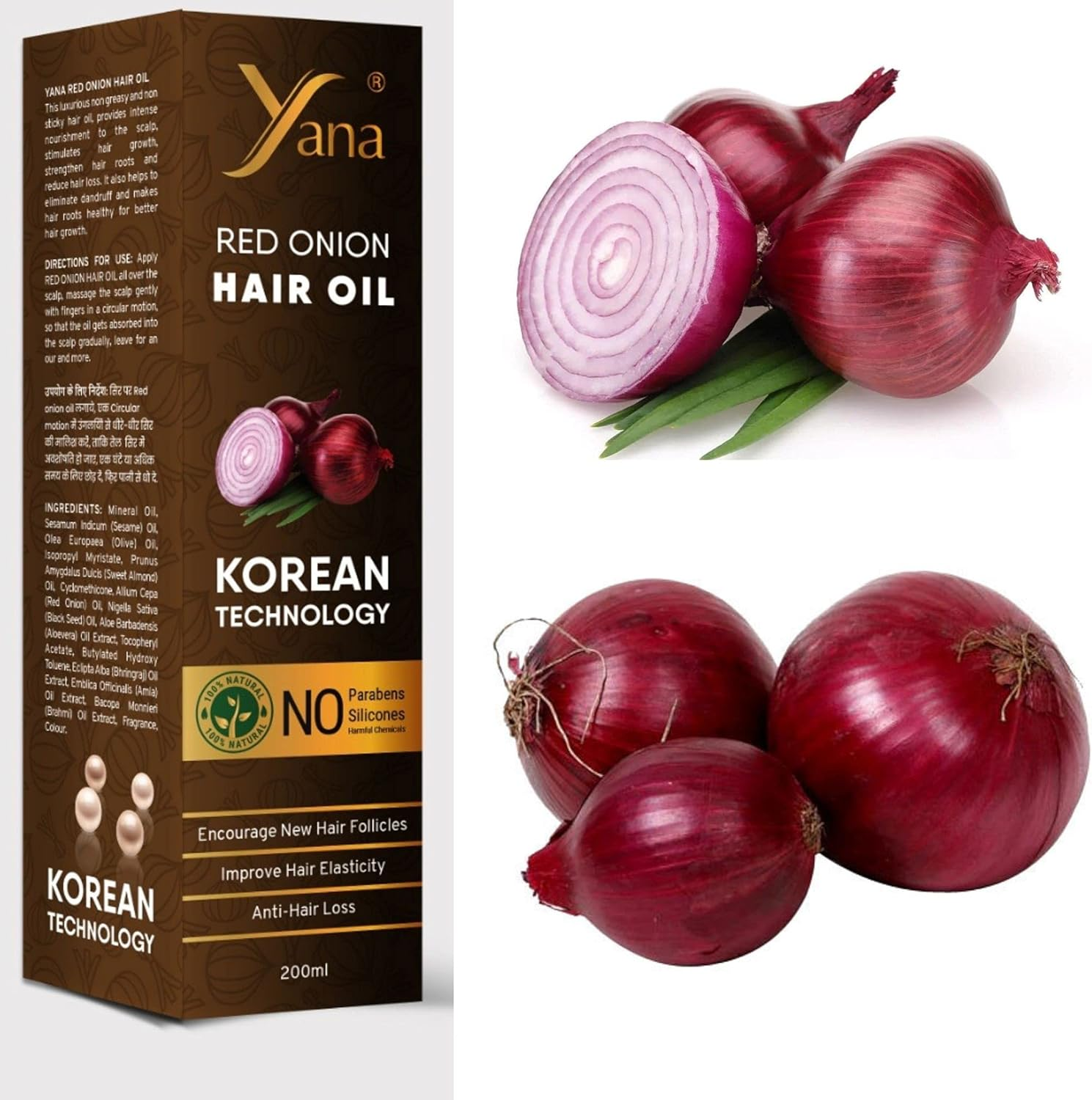 Yana Red Onion with Black Seed Oil Spray for Hair Growth for Black Hair Women image number 4