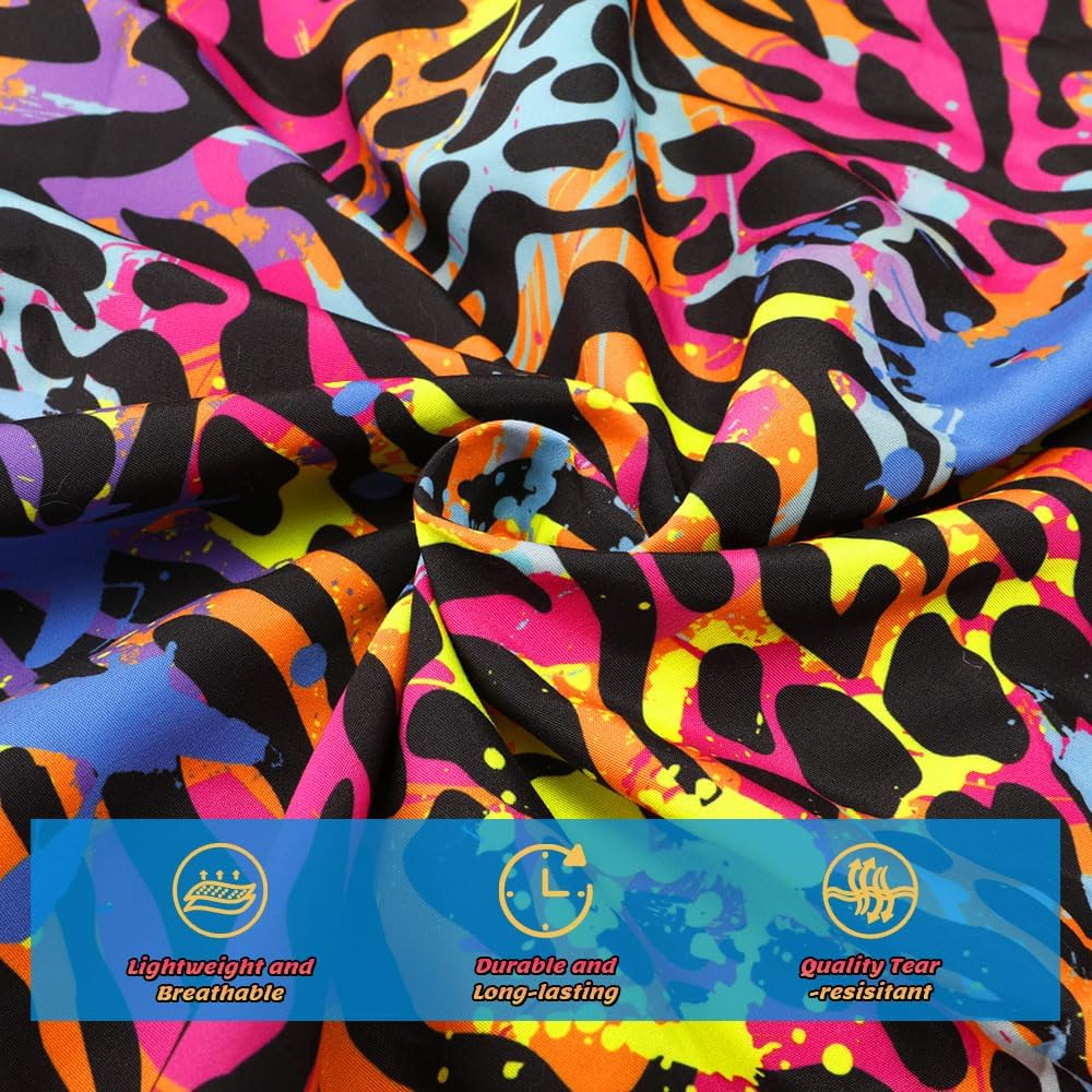 AUTOWT 70S 80S Shell Suit with Leopard Pattern, Women Men Lightweight Long Sleeve Zippered Jacket Pant Set, Color Block Retro Disco Sportswear Hip Hop Tracksuit for Rock Festivals Carnival Party image number 6