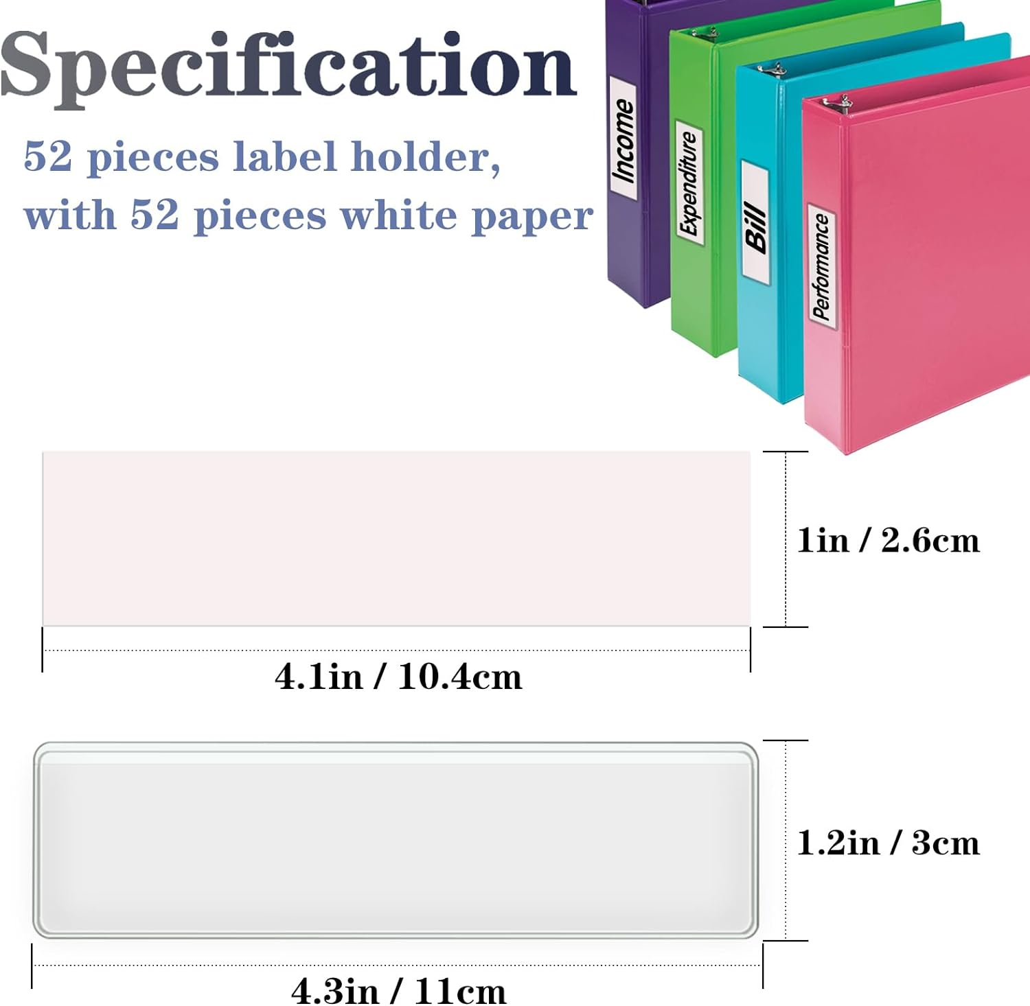 Self Adhesive Label Holders, ELEMGULY 55 Pcs Adhesive Shelf Tag Shelf Label Holder Clear Pocket Holder with Paper for Supermarket, Bookshelf, Kitchen (4.3 X 1.2 Inch) image number 3