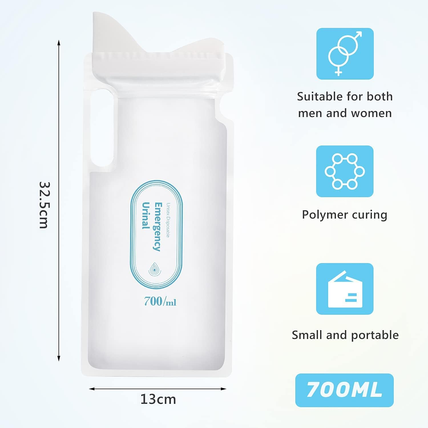 Disposable Urinal Bags (8 Pack/700 Ml)-Easy to Use & Portable for Camping Pee Bags-Unisex Urine Bag Is Convenient When Travel Traffic Jam for Vomit Bag-Portable Toilet Bag Suitable for Men Women Kids Patient image number 2