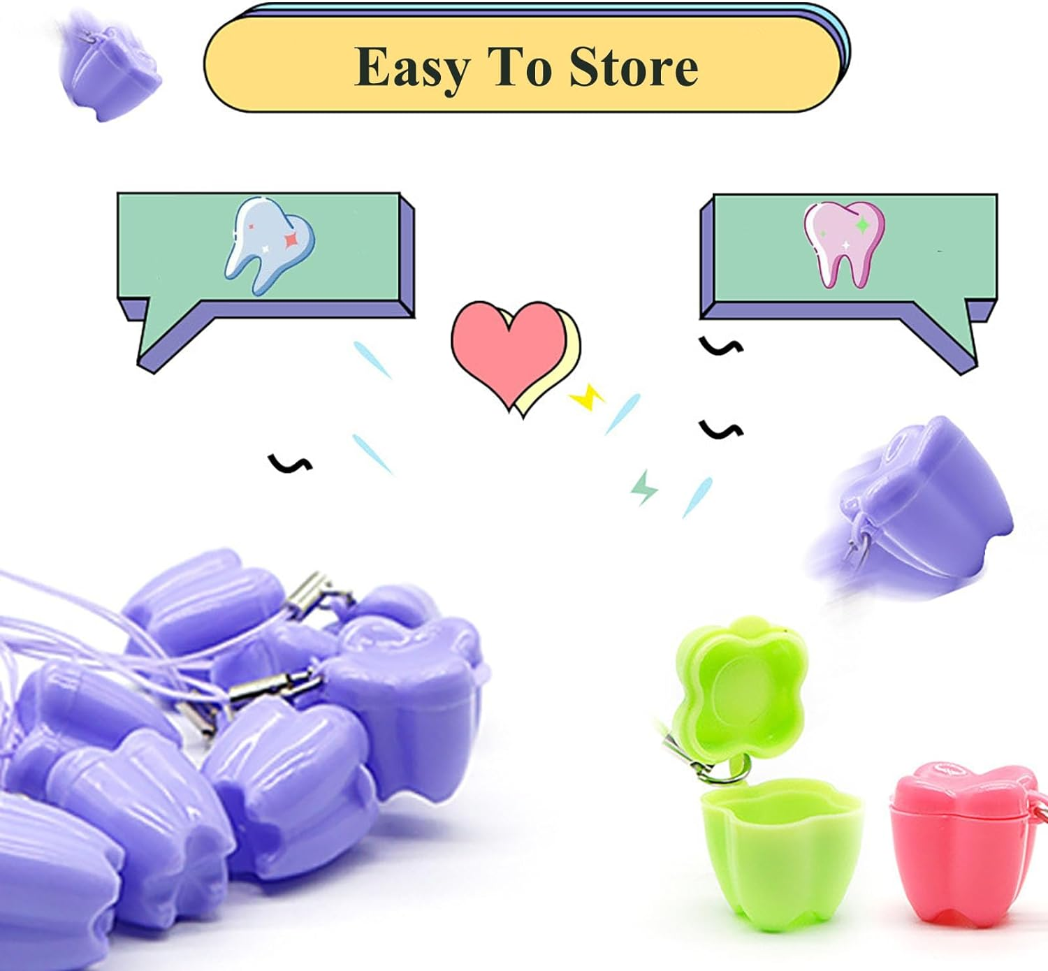 Lost Teeth Saver Necklace Organizer - Upgraded Milk Teeth Storage Box Necklace Cute Fairy Baby Teeth Keepsake Holder Children Teeth save Box for Lost Teeth Storage Box 10 Pieces image number 1