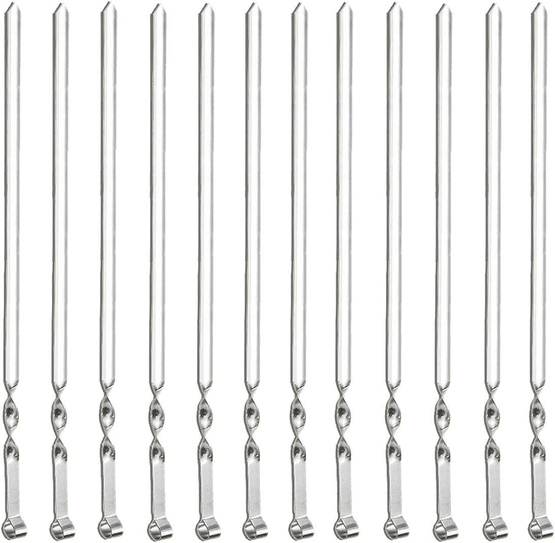 Antallcky 12 Pack Kabob Skewers BBQ Barbecue Skewers Stainless Steel Sticks 22 Inch Heavy Duty Large Wide Reusable with Nonslip Ring Handle Ideal for Shish Kebab Chicken Shrimp and Vegetables