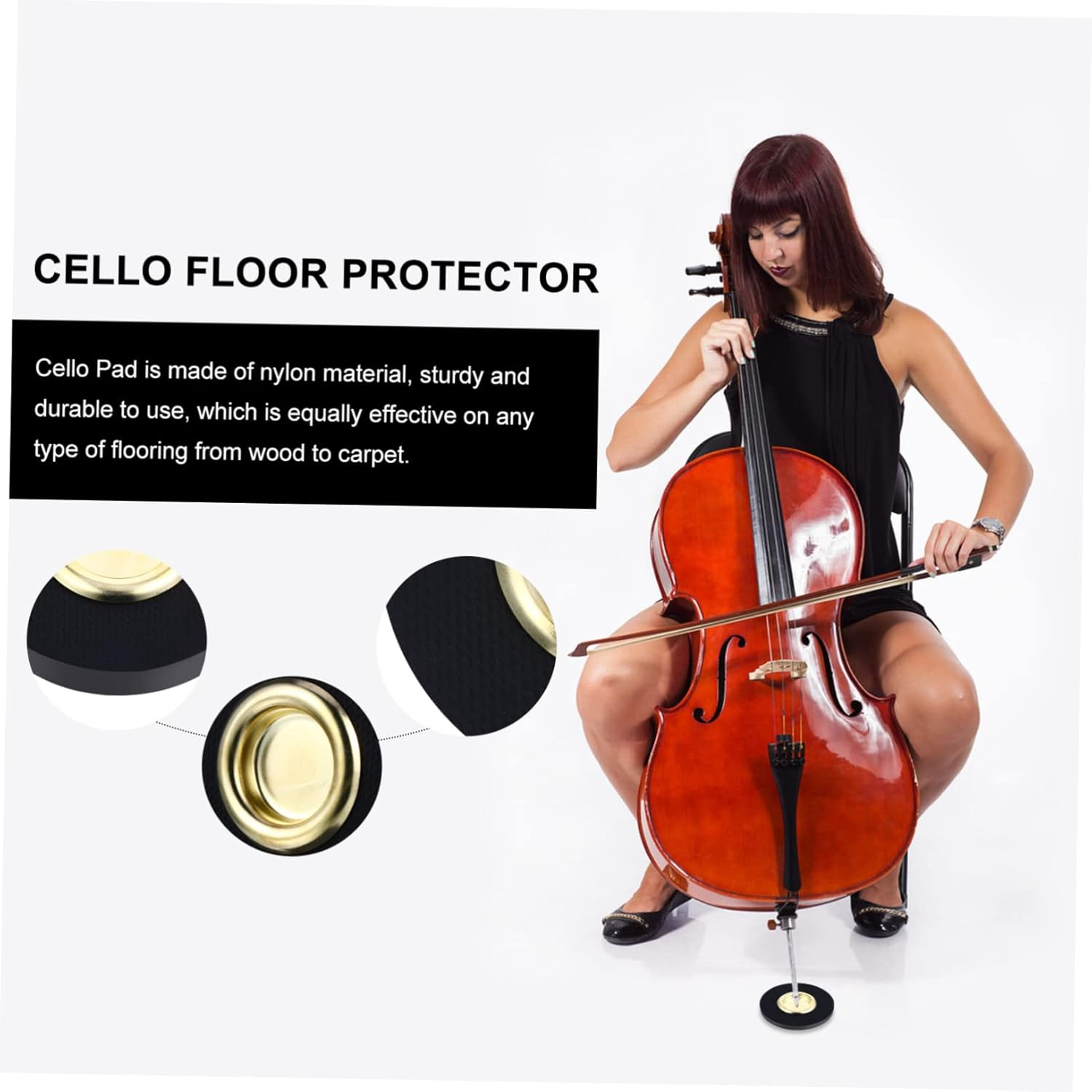 Anti-Slip Mat for Cello End Pin Stand Holder Violoncello Non Slip Pad Floor Protector Small Nylon Material Lightweight Portable image number 6