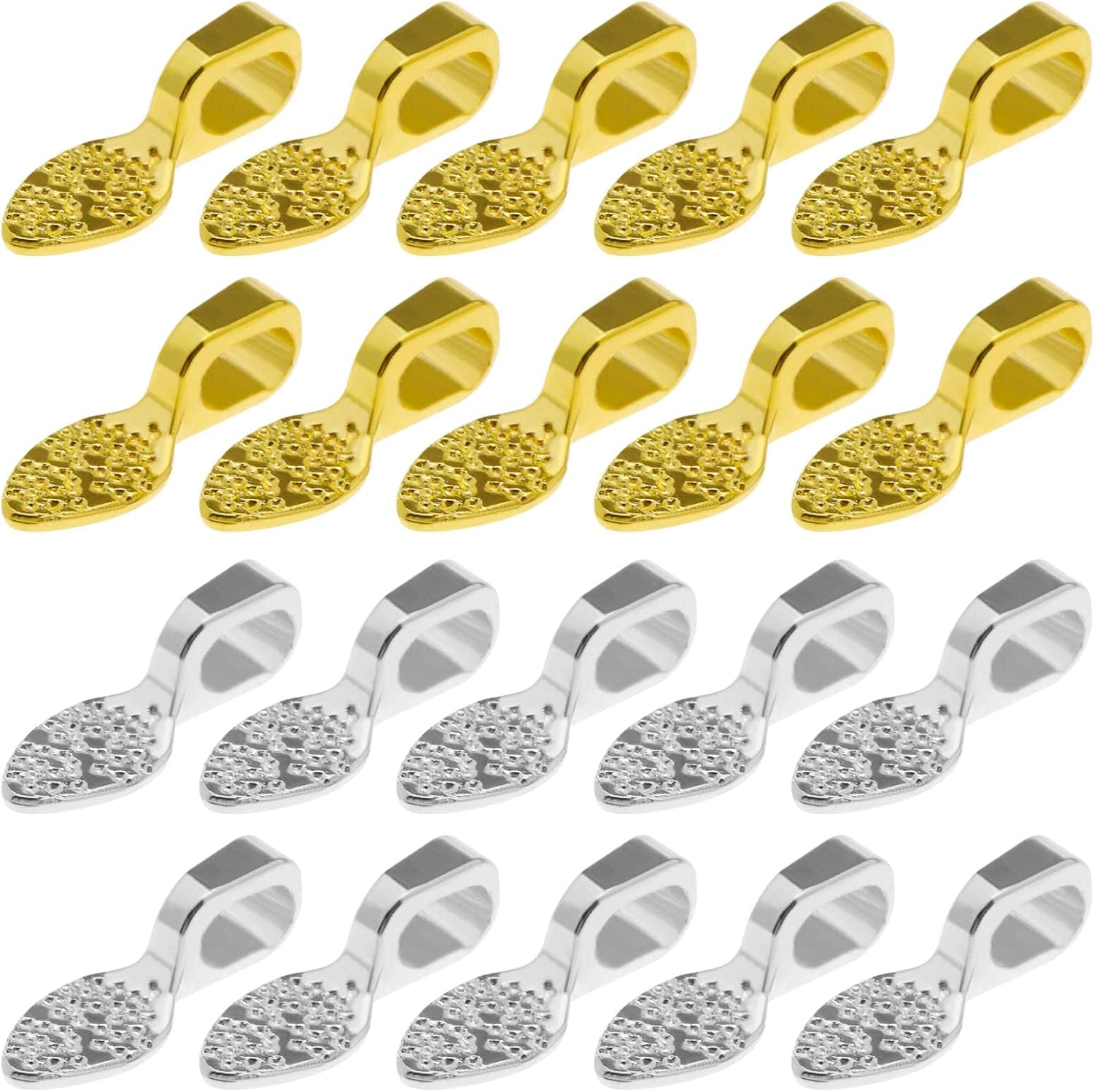 Emsea 200PCS Glue on Earring Bails Oval Spoon Jewellery Findings for DIY Necklace Bracelet Earring Jewelry Making Scrabble Glass Cabochon Tiles Pendants White K Gold 15X5Mm image number 1