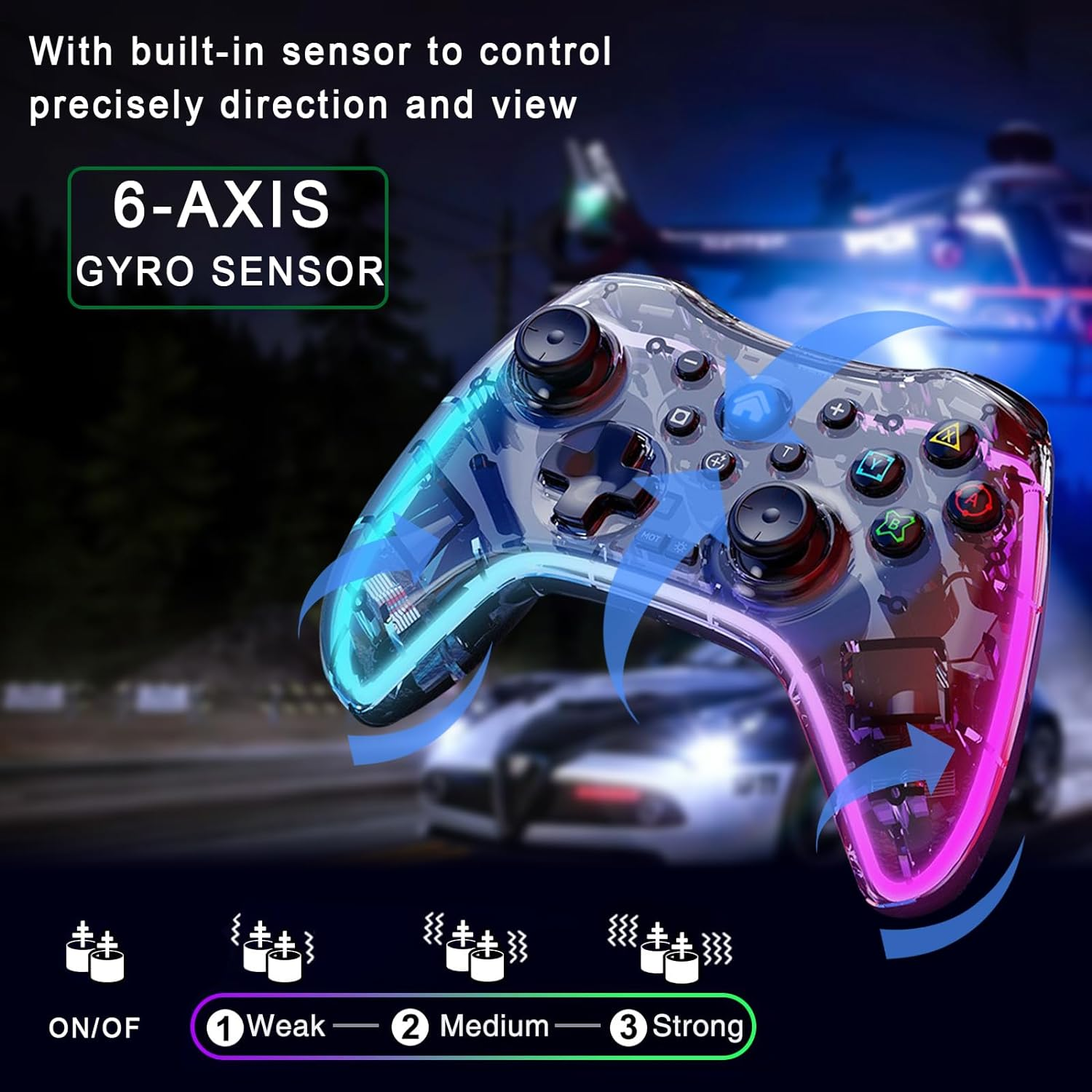 Clear Wireless Switch Pro Controller for Nintendo Switch Controller/Oled/Lite, Programming Replacement for Swit Ch Controllers Support Pc/Android/Ios, Cool RGB LED, Transparent Swit Ch Remote with Turbo image number 5