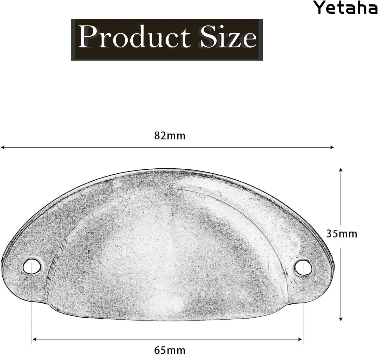 Yetaha Copper Cup Handles, 10PCS Cabinet Cup Pull Handle, Retro Shell Cup Handles, 82X35Mm Vintage Kitchen Cupboard Pulls Furniture Knob with Screws Suitable for Drawer Dresser, Door (Red Copper) - Black image number 2