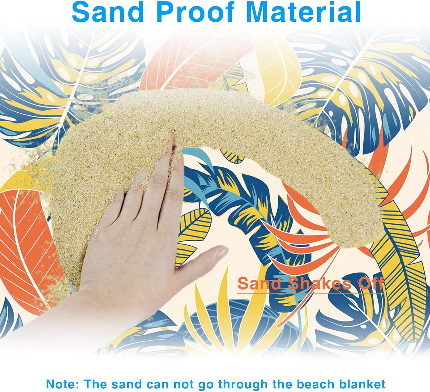 Beach Blanket Sandproof, Waterproof Beach Mat Oversized 79 X 83 Inch for 4-6 Adults, Lightweight Beach Blanket for Outdoor Travel Camping Hiking - Blue image number 7