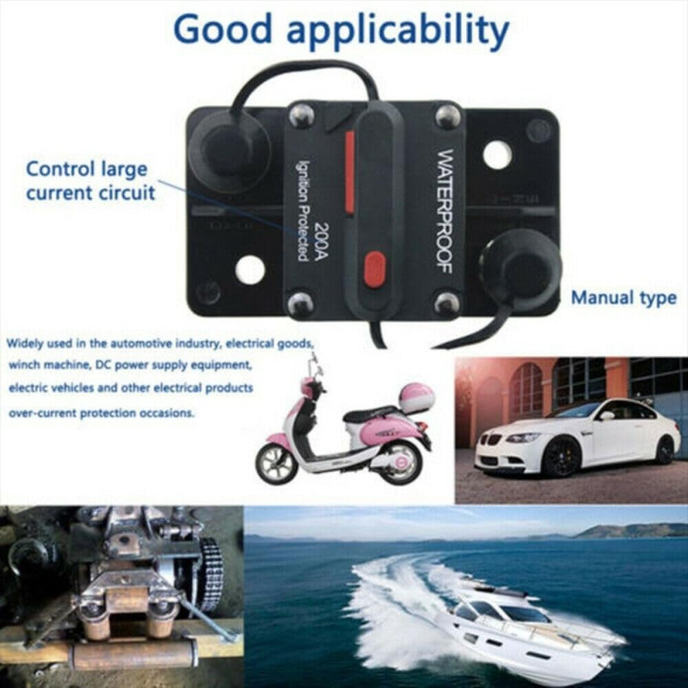 100 Amp Circuit Breaker,12V- 48V DC Circuit Breaker with Manual Reset Fuse for Trolling Motor Rv Marine Boat Vehicles System Protection Waterproof (100A) image number 2