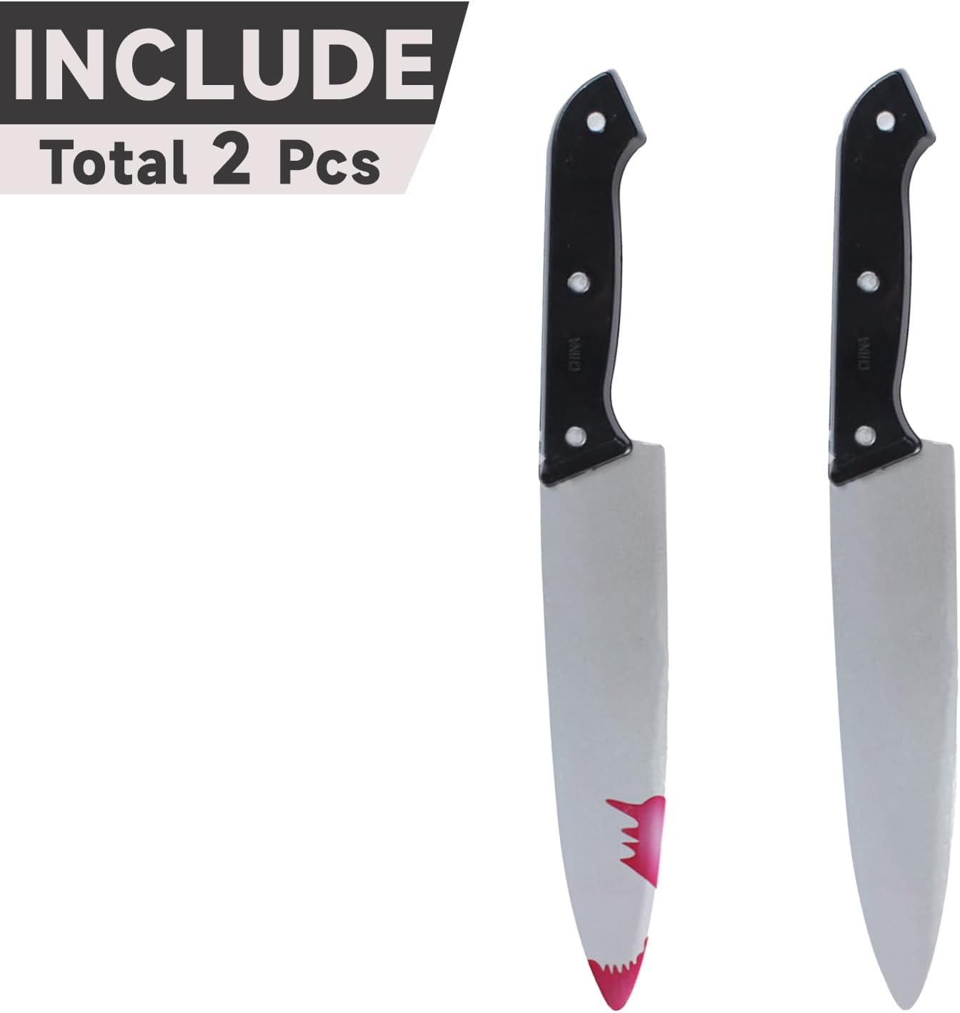 VZQI Plastic Knife 2Pcs Classic Halloween Blood Knife Horror Butcher Knife Props image number 3
