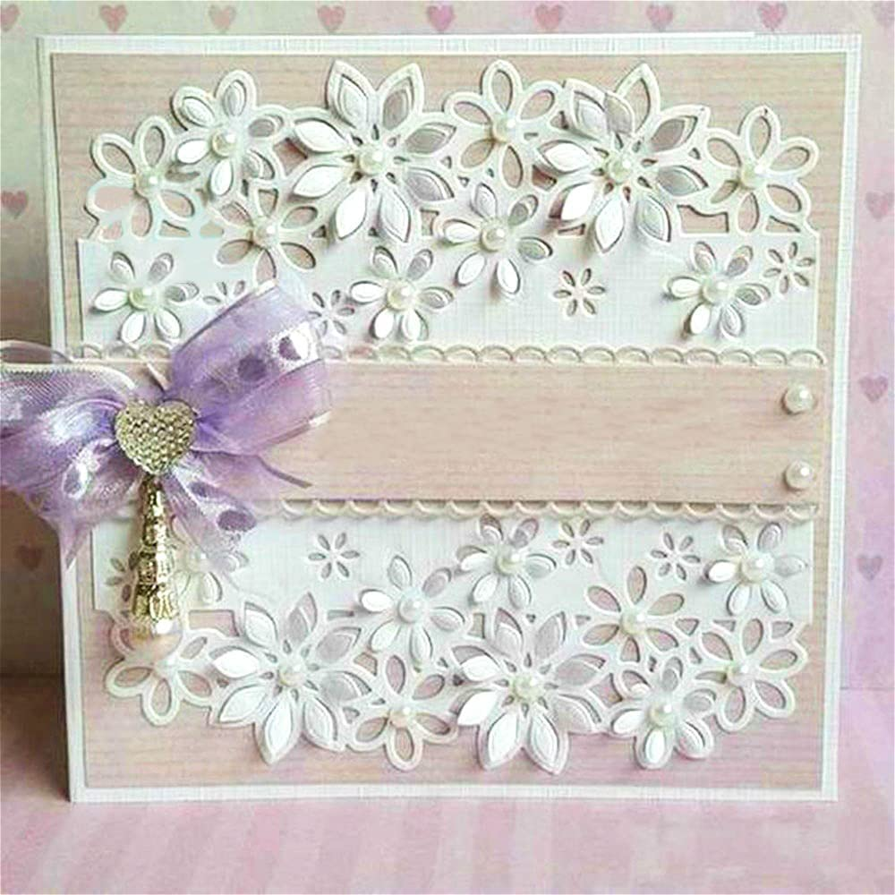 Flowers Border Leaves Metal Die Cuts,Srping Leaf Flower Edge Cutting Dies Cut Stencils for DIY Scrapbooking Album Decorative Embossing Paper Dies for Festival Card Making