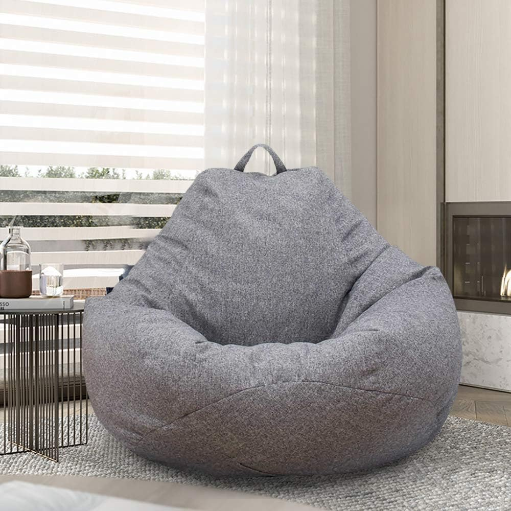 Bean Bag Chair Cover,Adults Large High Back Bean Bag Sofa Cover Recliner Gaming Storage Bag for Indoor Outdoor Beanbag Chair,No Filling (M, Blue)