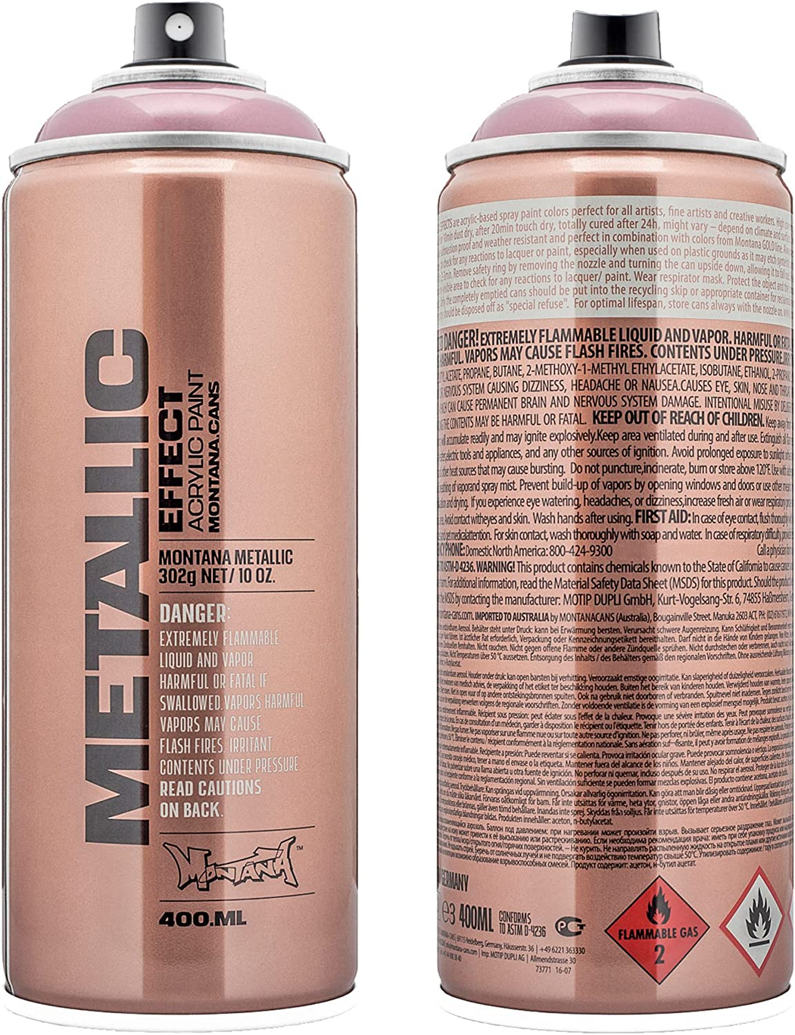 Montana Cans Metallic Spray Paint, 400 Ml, Rose image number 1