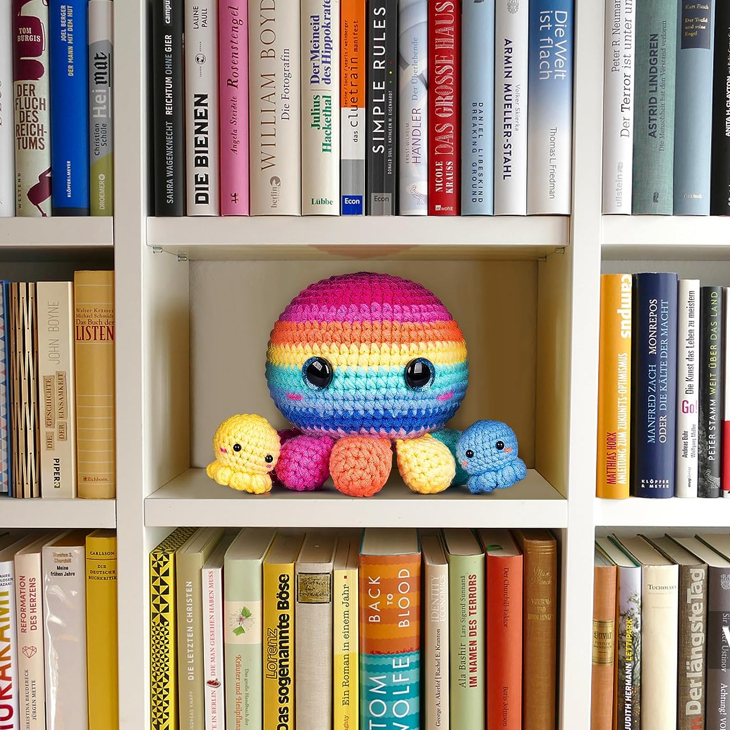 Crochetta Crochet Kit for Beginners, Crochet Kit Step-By-Step Video Tutorials, Crochet Starter Kit Learn to Crochet Kits for Adults Kids Beginners, Jumbo 3 Colorful Octopus Familly (40%+ Yarn Content) - Clear image number 7